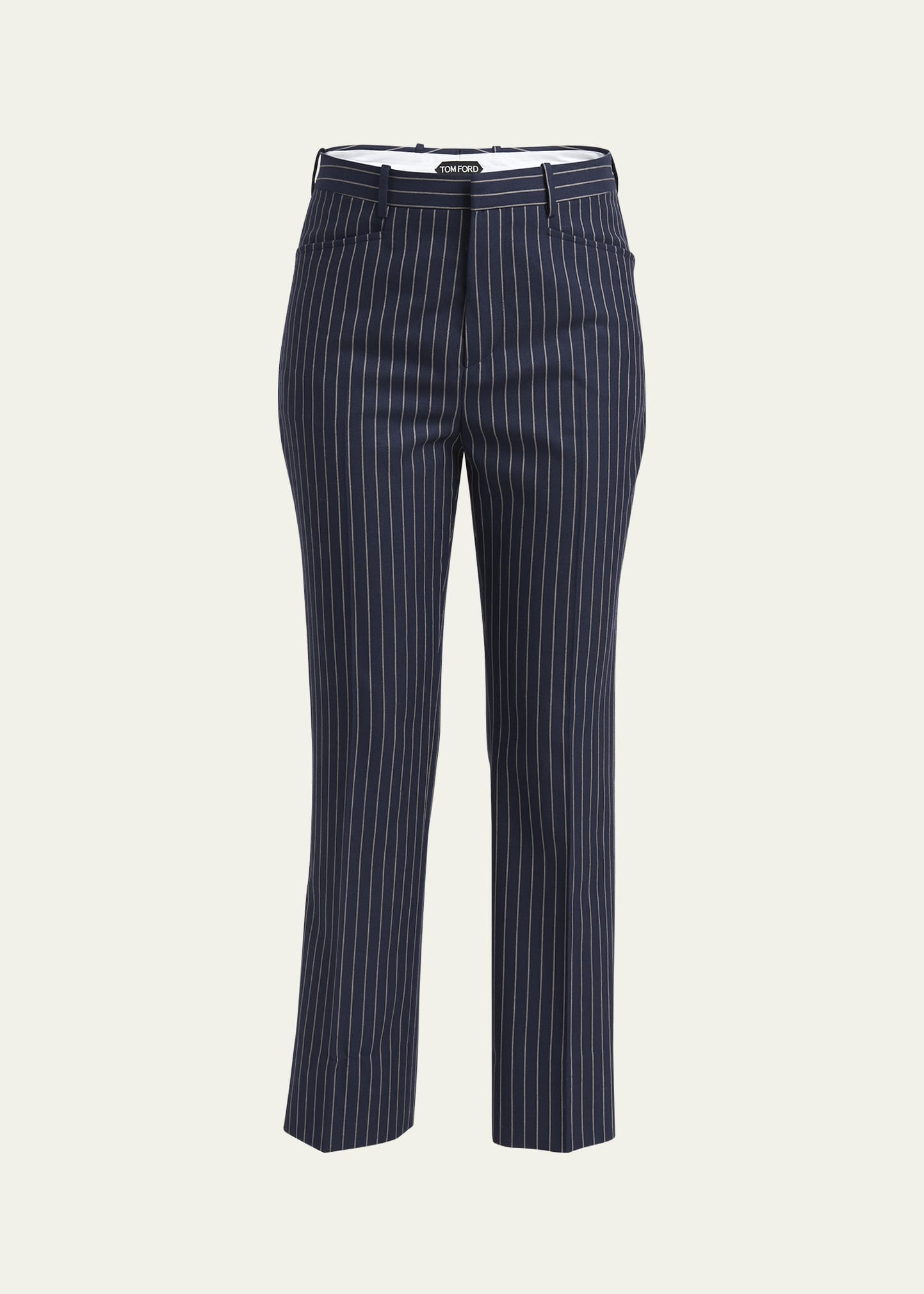 【関税＆送料込み】Tom Ford Wallis Striped Pants Clothing Wallis striped wool and silk-blend straight pants in white