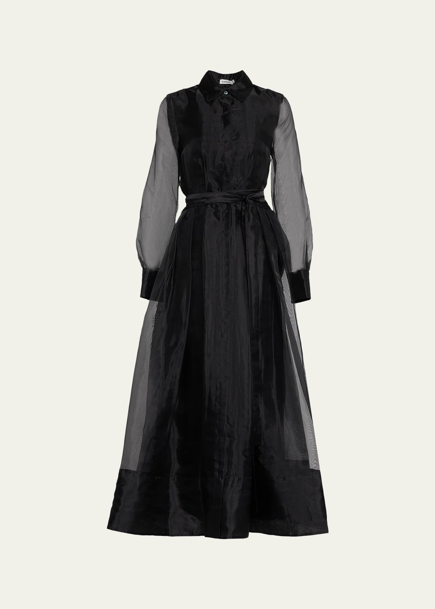 SIMKHAI Montgomery Pleated Organza Maxi Shirtdress - Bergdorf Goodman