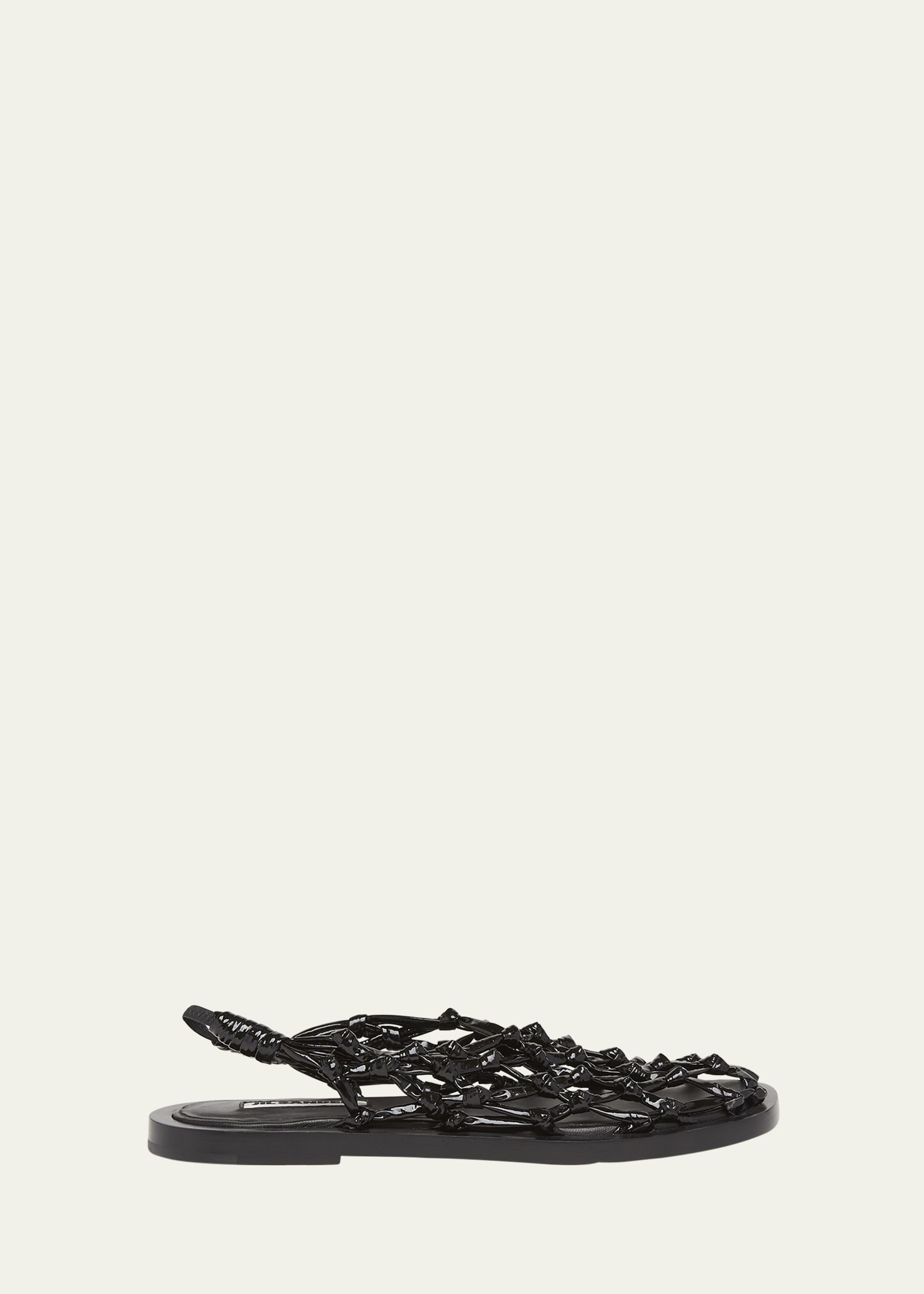 Jil Sander Leather Crochet Net Ballerina Flat Sandals