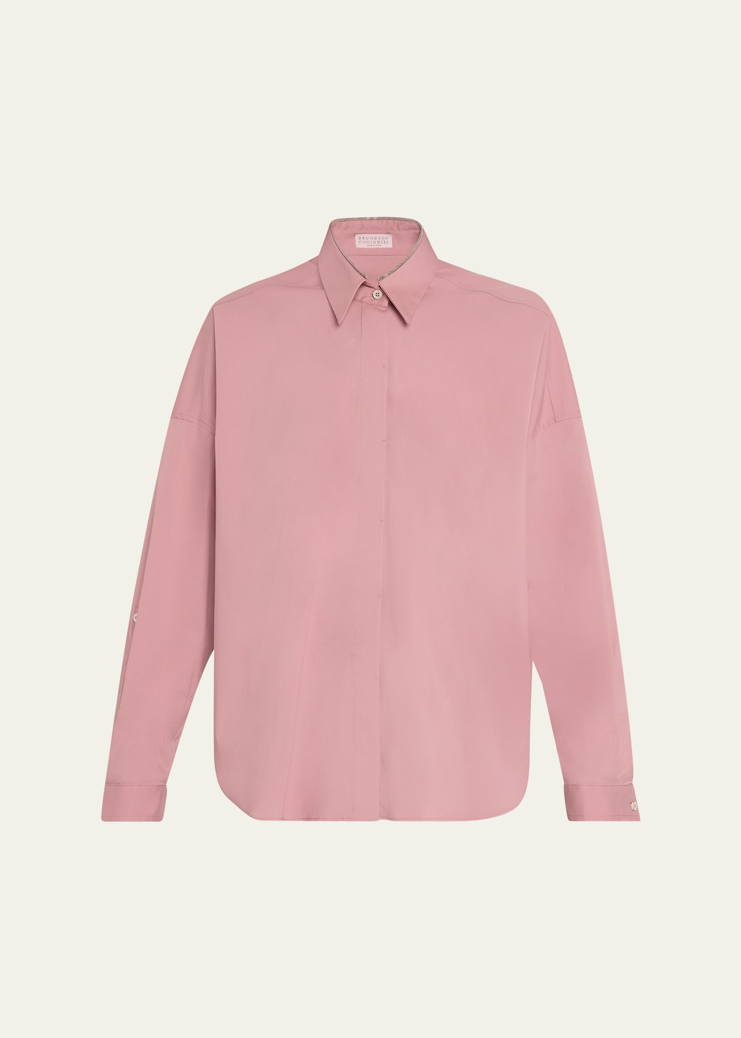 Brunello Cucinelli Monili Collar Cotton Popeline Shirt