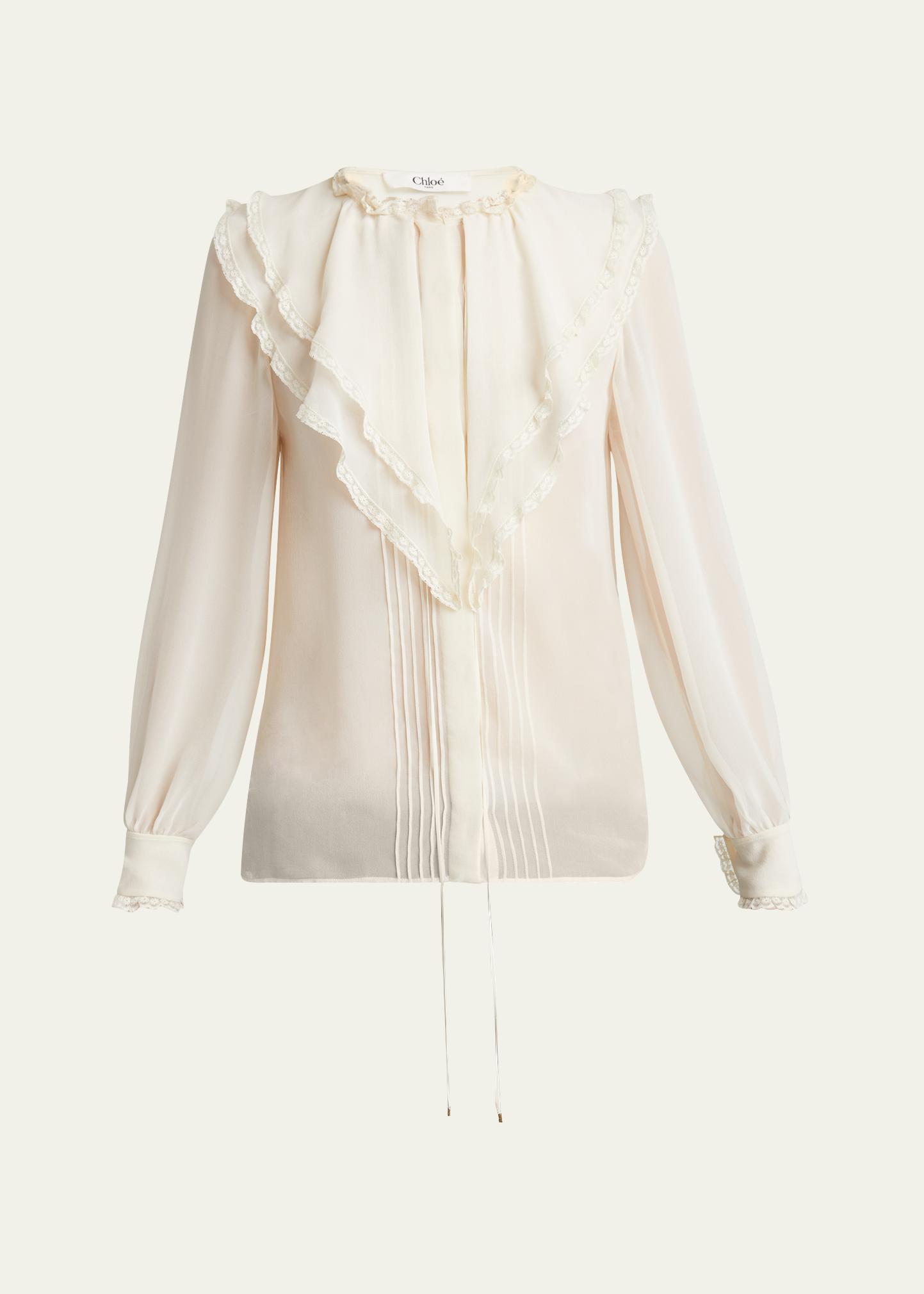 Chloe Ruffle Button-Down Silk Top - Bergdorf Goodman