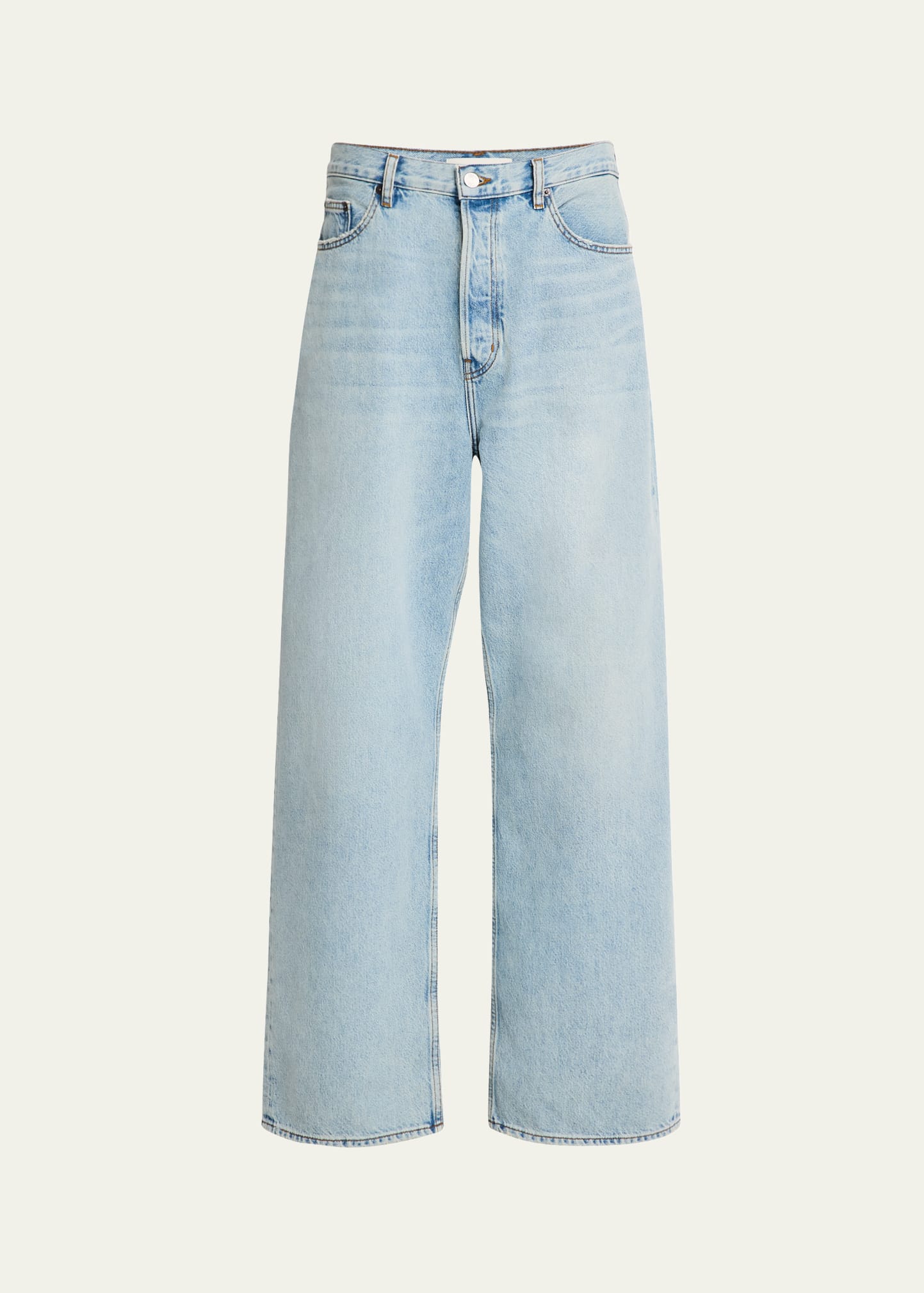 【MODERNIF】Ritz Cream Wide Denim Pants Risen Cream Tummy Control Stretchy Wide Leg Jeans | Lime