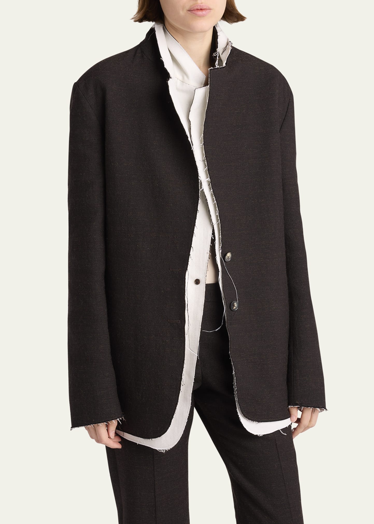 THE ROW Lysandre Layered Frayed-Trim Jacket - Bergdorf Goodman