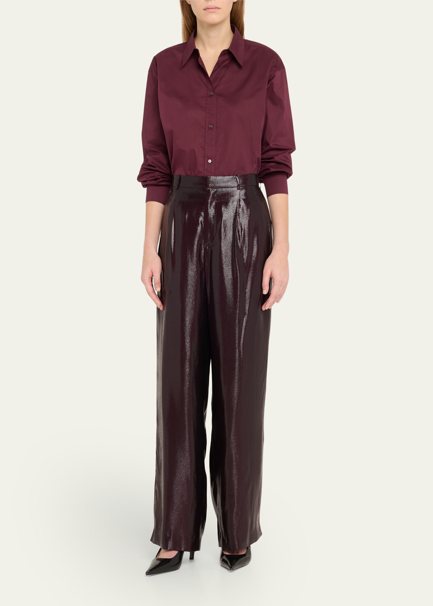 oversized button down cotton voile top