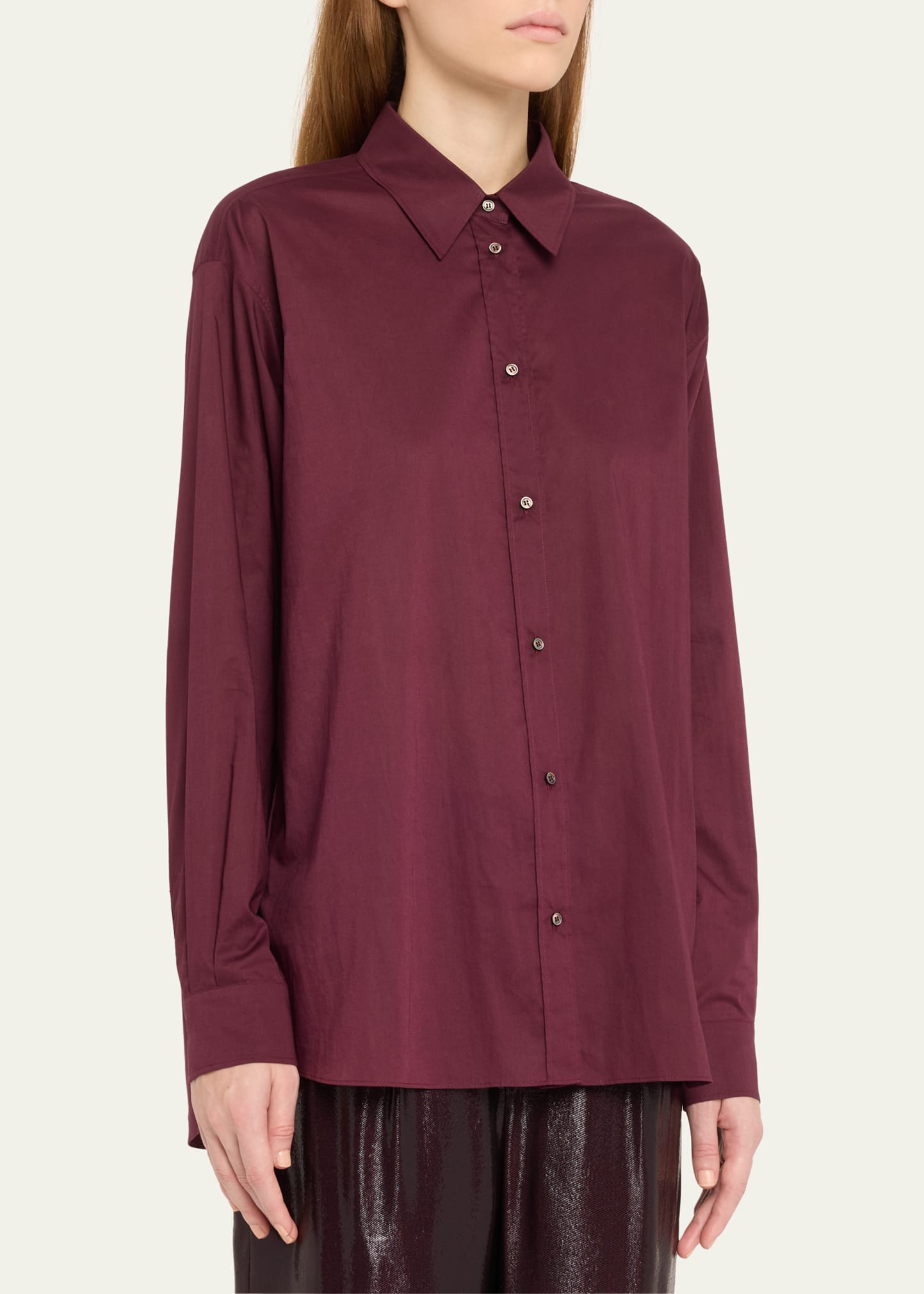 oversized button down cotton voile top