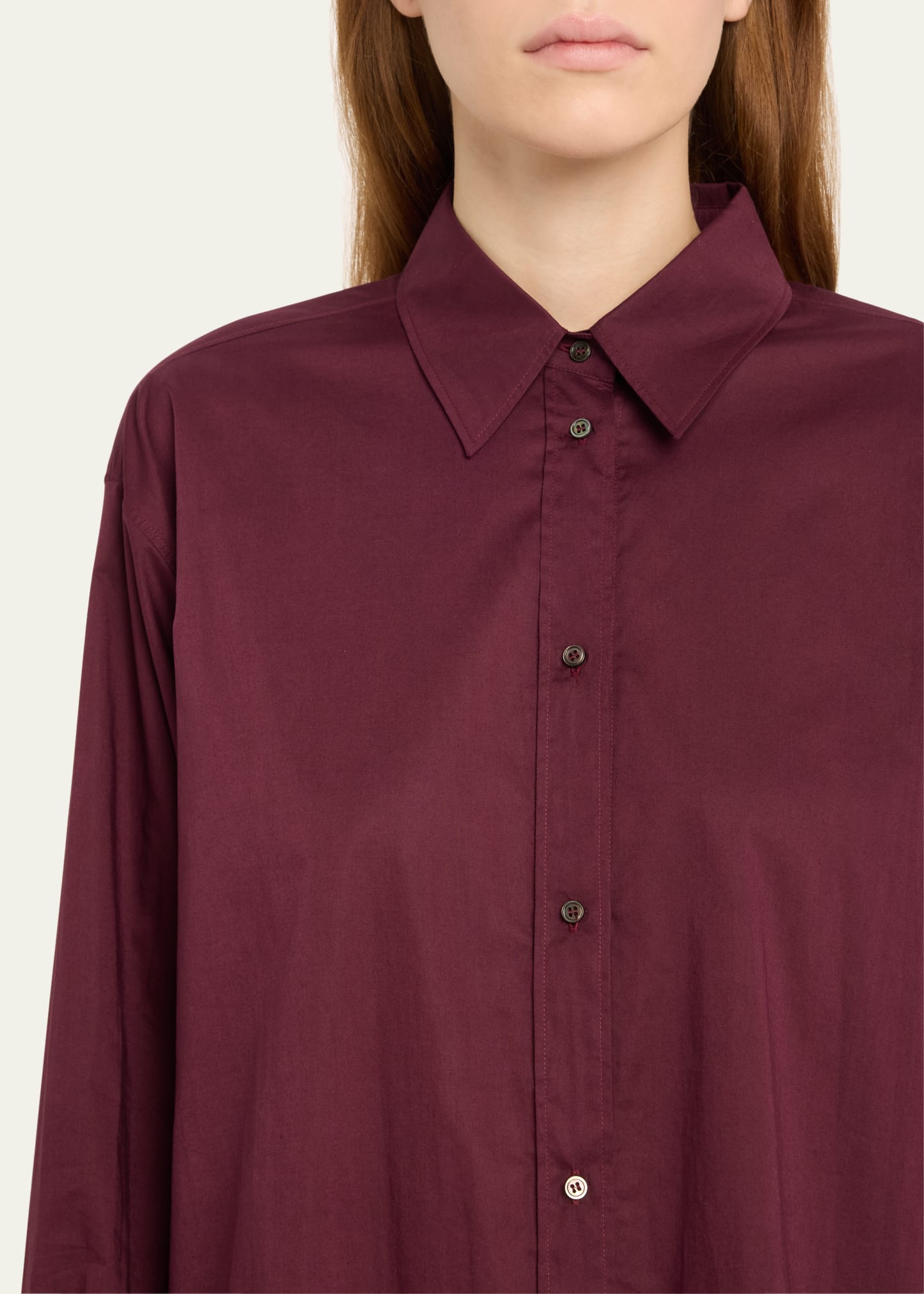 oversized button down cotton voile top