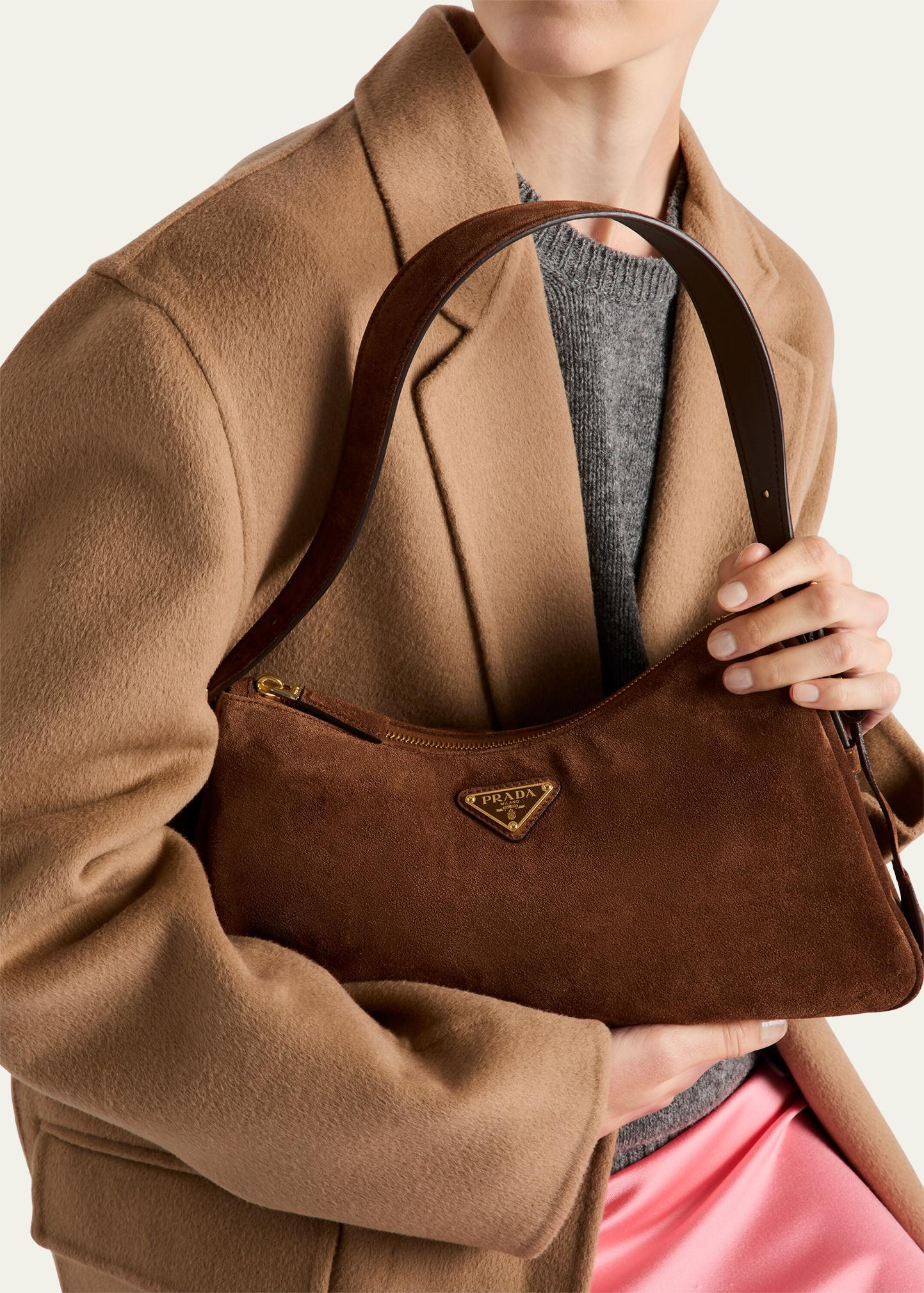 Prada Aimee Medium Zip Suede Shoulder Bag - Bergdorf Goodman