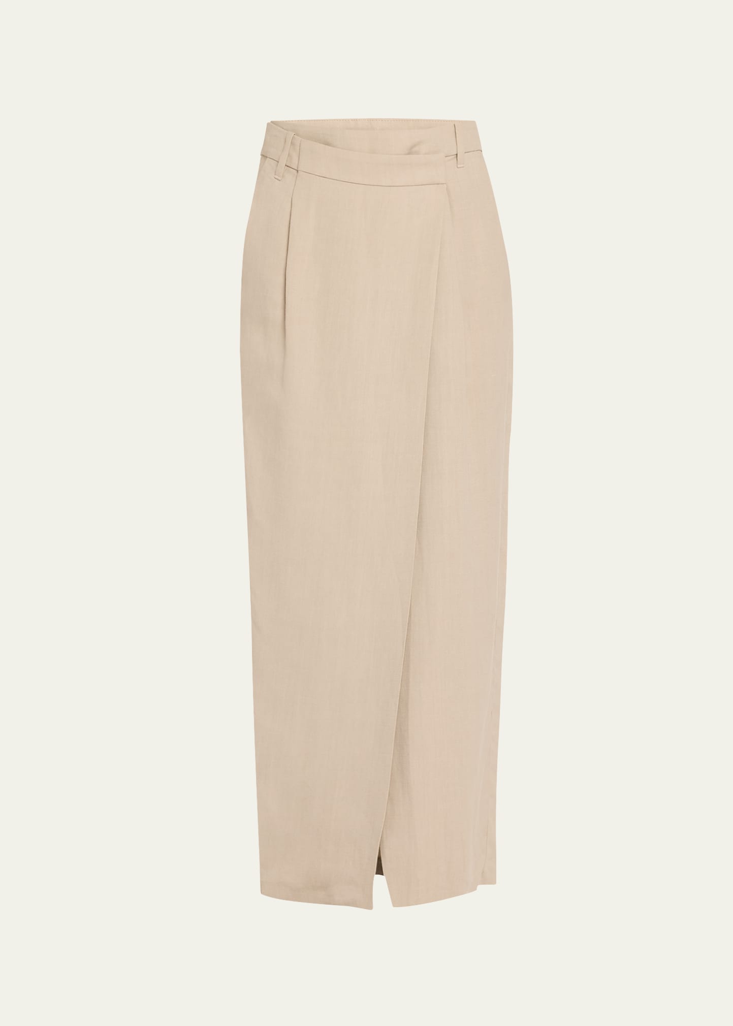 【送料&関税込】Brunello Cucinelli Full Skirt Brunello Cucinelli Long Wrapped Sartorial Linen Skirt