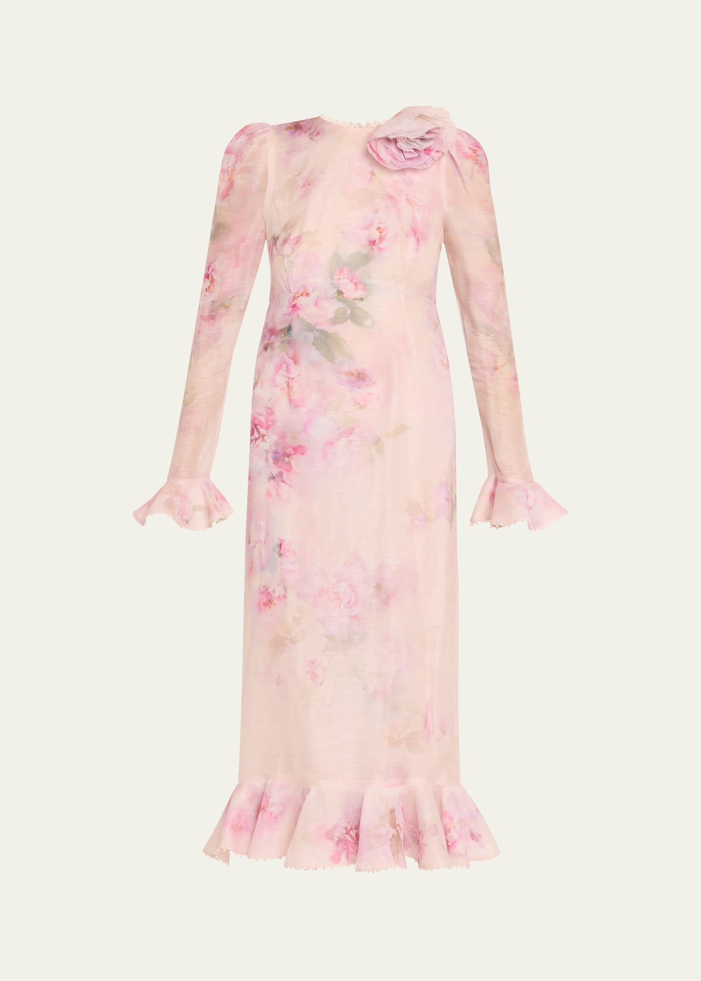 knee length dresses for ladies Alchemy Pink Paisley Structured Scarf Tie Midi Dress