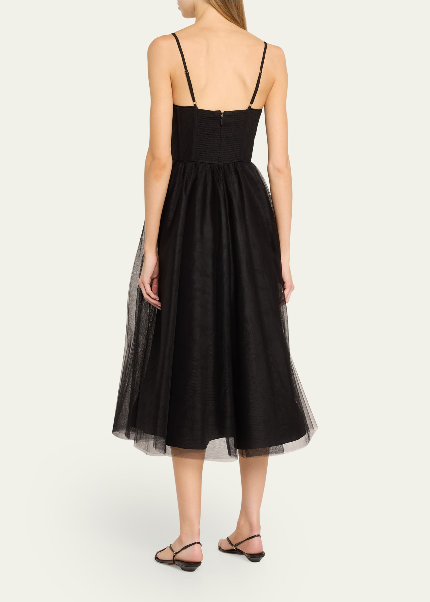 knee length dresses for ladies Blue Corset Tulle Midi Dress S