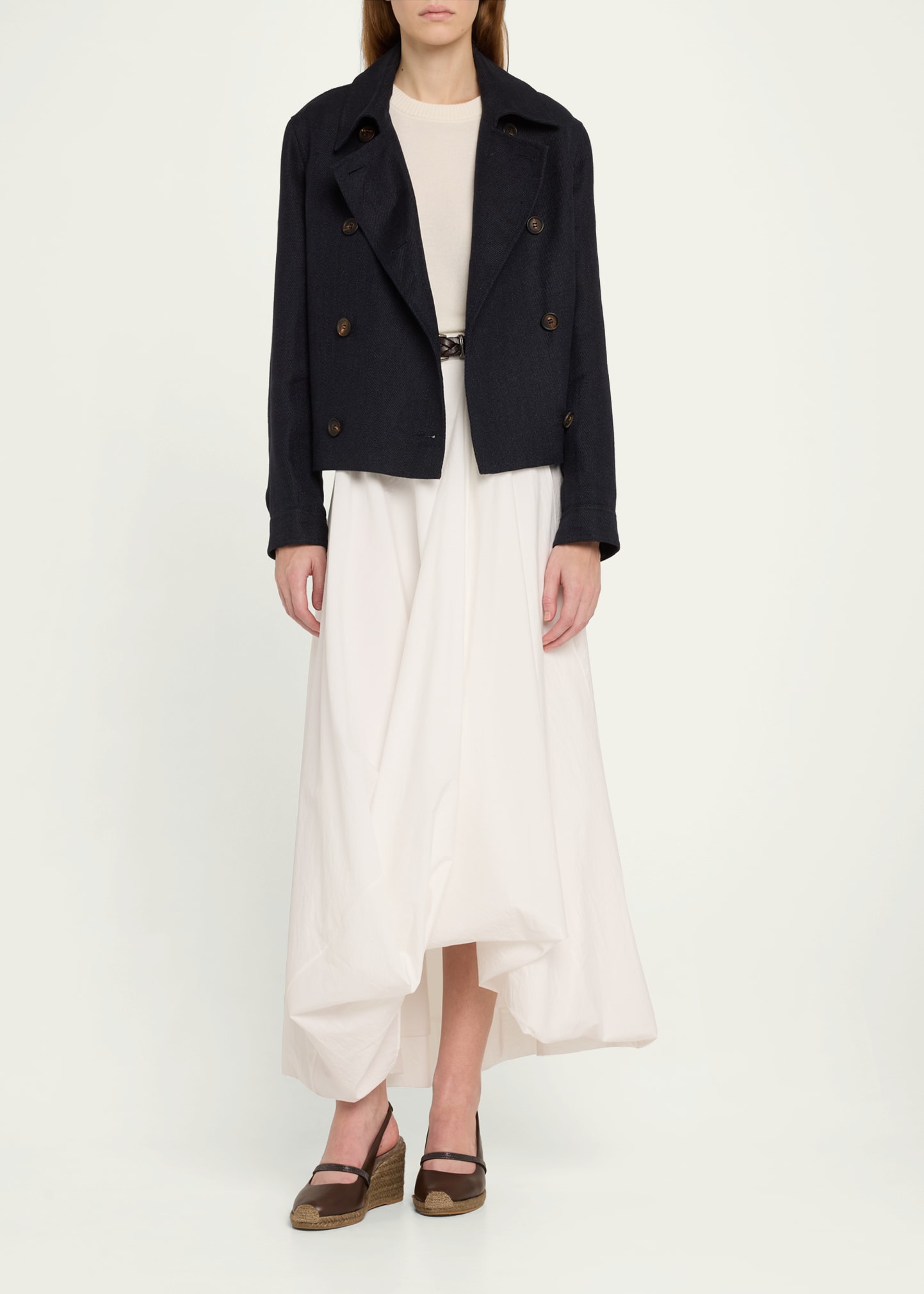 VIP【関税送料無料】希少 BRUNELLO CUCINELLI COTTON LONG SKIRT Brunello Cucinelli Long Bubble Hem Cotton Poplin Skirt