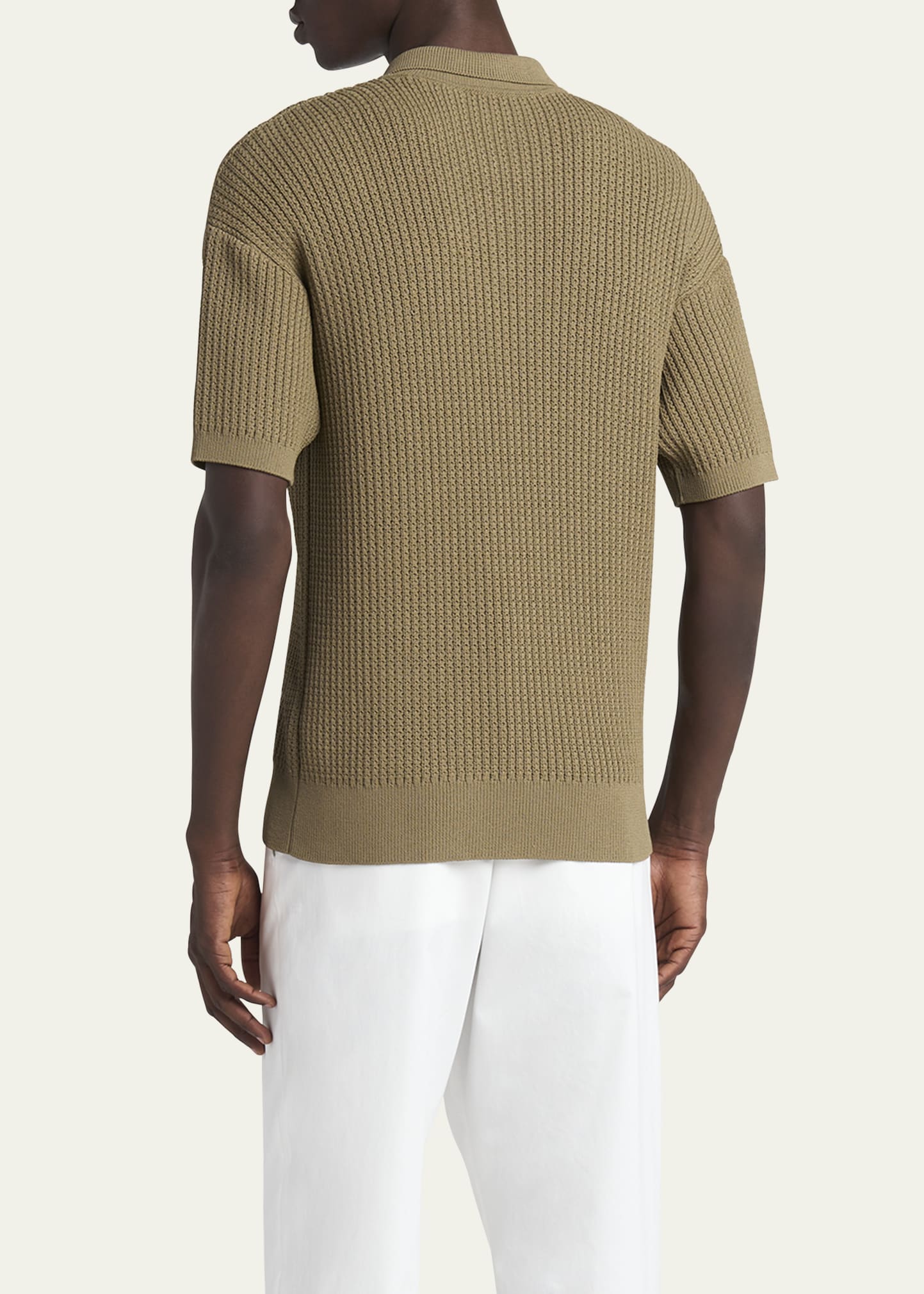 Giorgio Armani Men's Textured Knit Short-Sleeve Quarter-Zip Polo