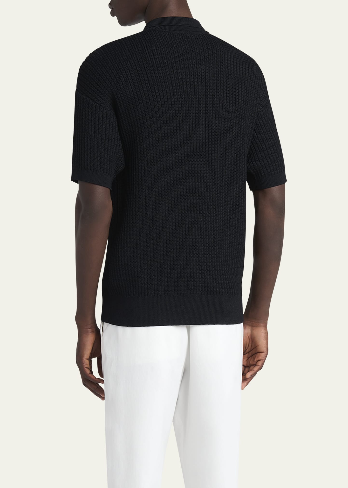 Giorgio Armani Men's Textured Knit Short-Sleeve Quarter-Zip Polo