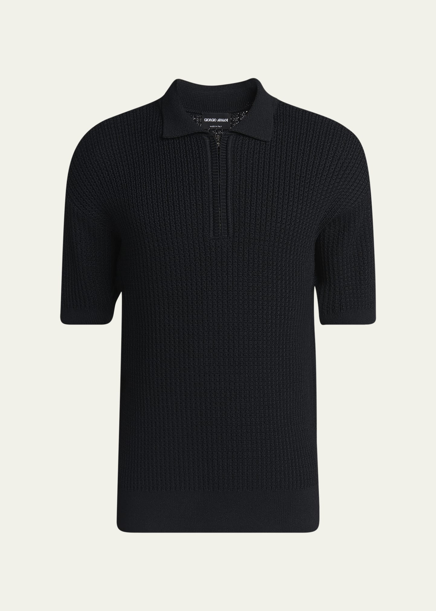 Giorgio Armani Men's Textured Knit Short-Sleeve Quarter-Zip Polo