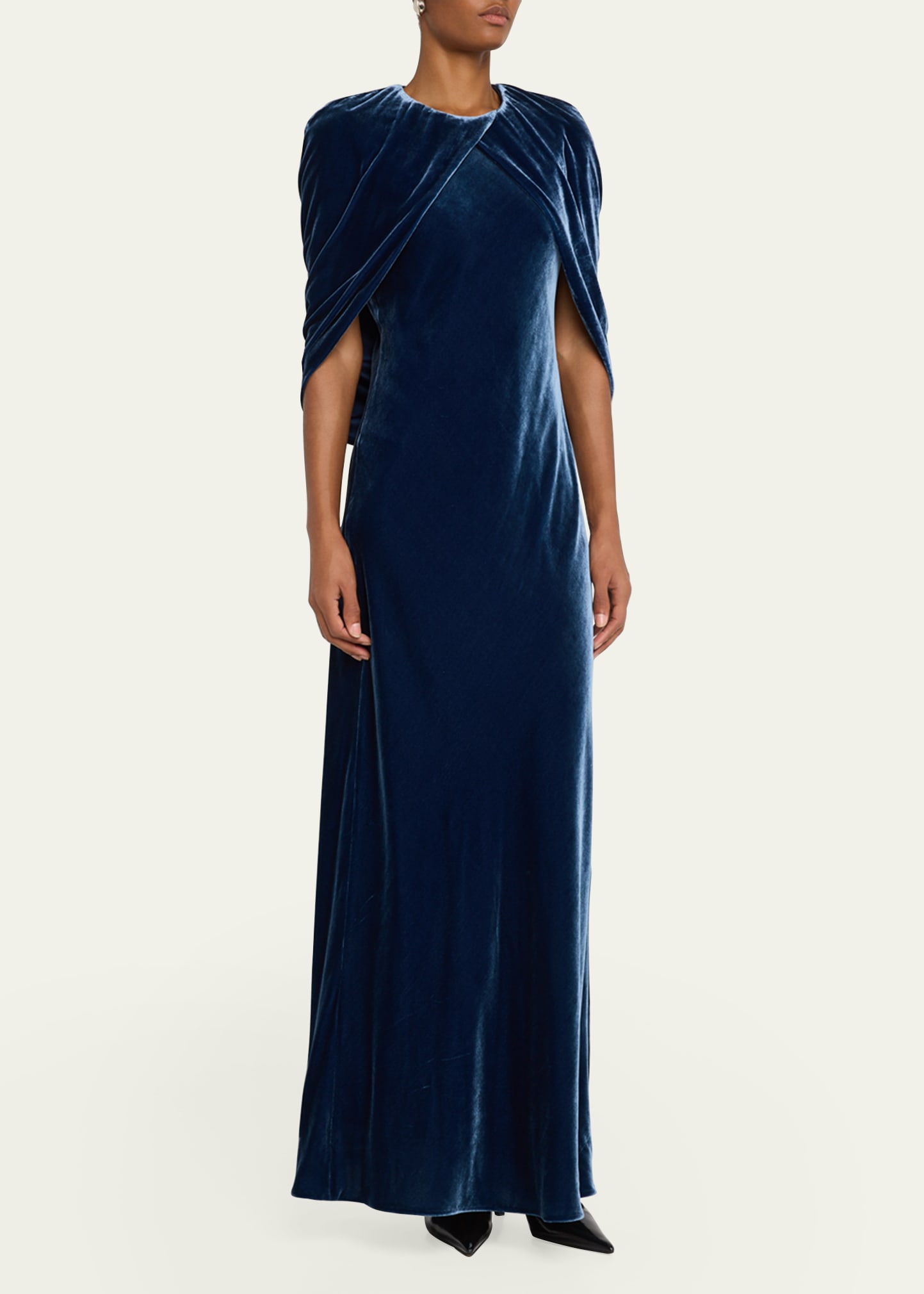 Lafayette 148 New York A-Line Velvet Shawl Gown - Bergdorf Goodman