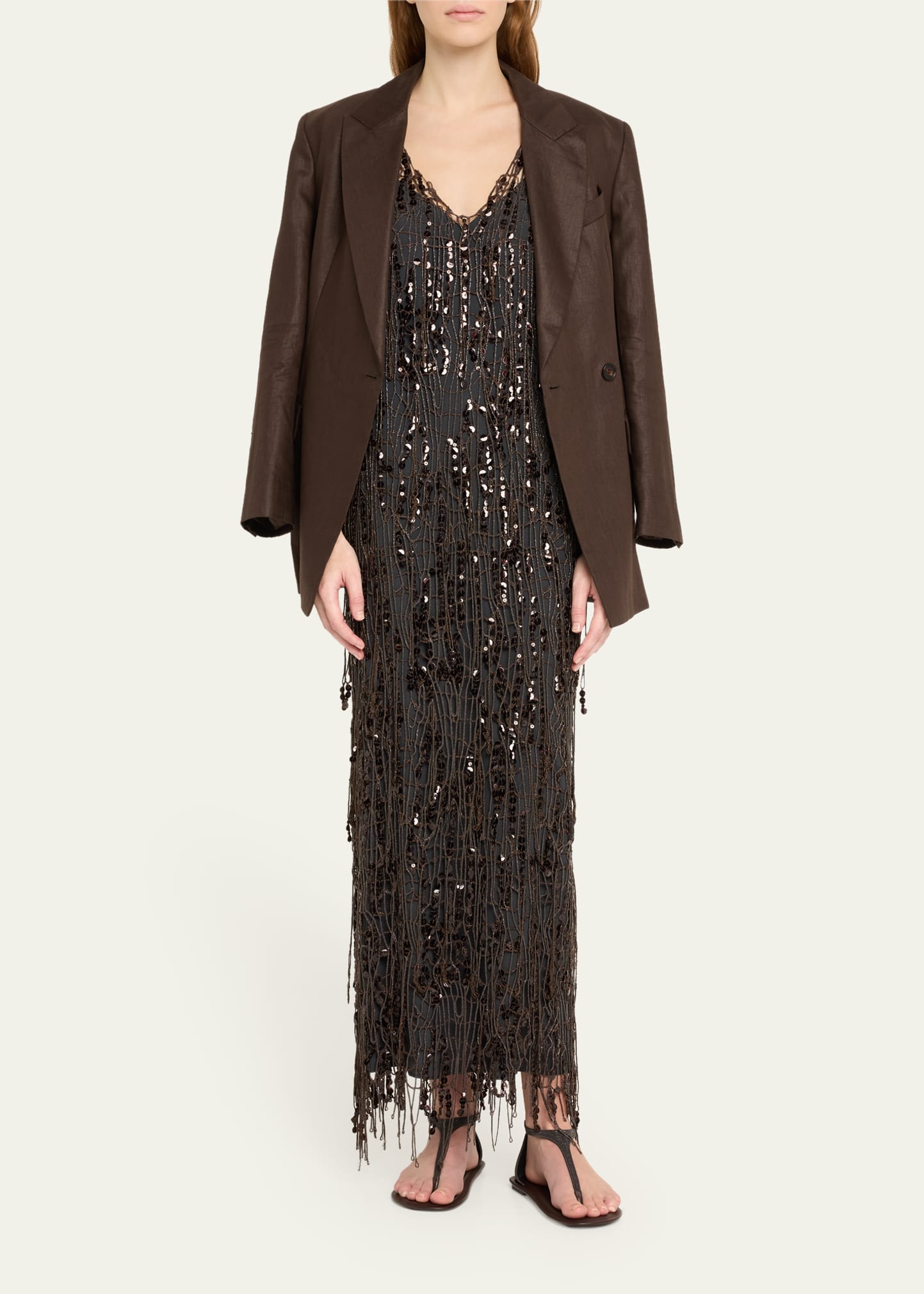 Brunello Cucinelli★素敵！Drop Waist Sequined Knit Dress BRUNELLO CUCINELLI Sequin-embellished knitted dress | THE OUTNET