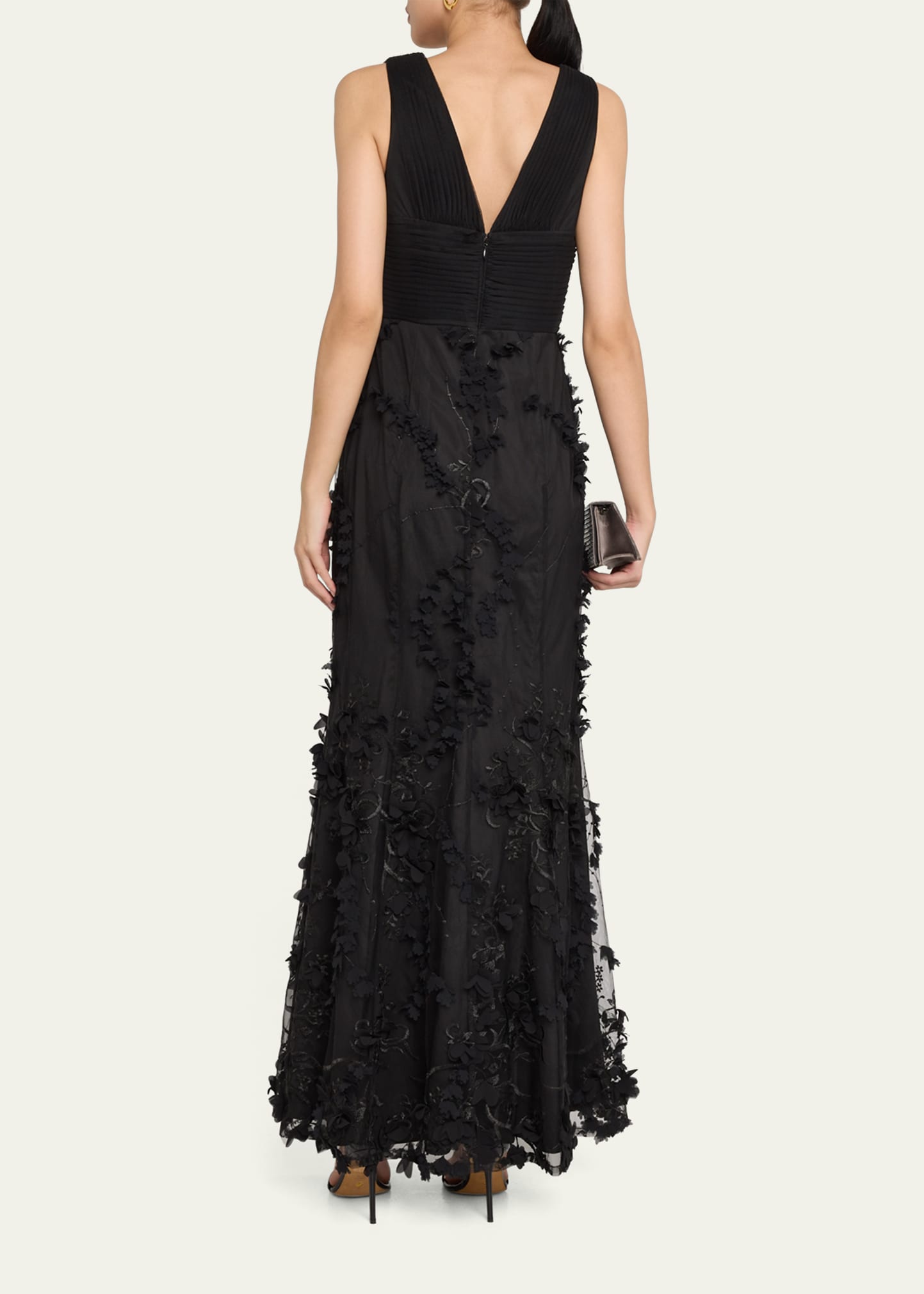 Aidan Mattox Embroidered Floral Applique Gown - Bergdorf Goodman