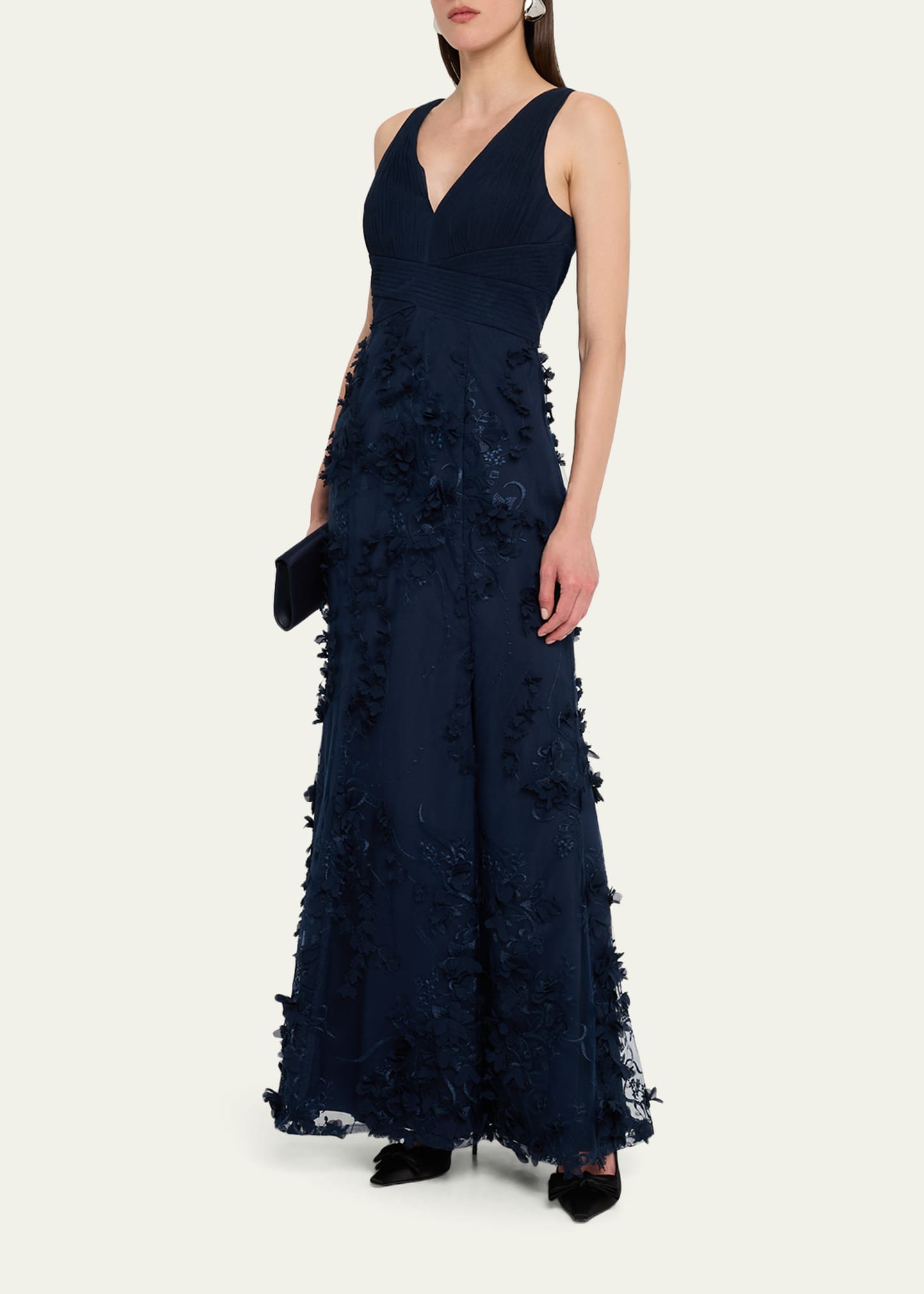 aidan mattox floral lace trim mesh cocktail dress Aidan Mattox Floral Lace Trim Mesh Cocktail Dress