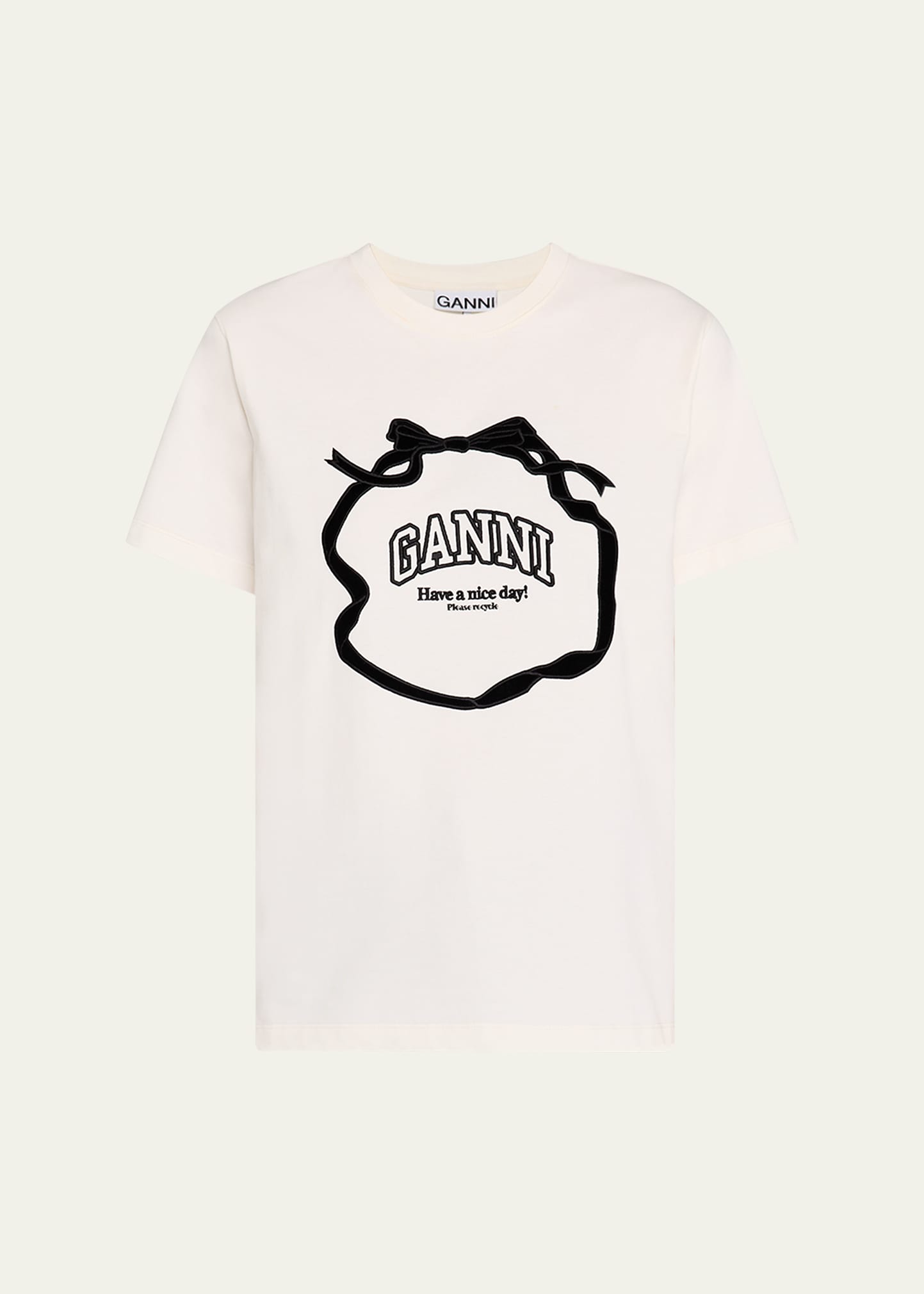 Ganni Heavy Cotton Relaxed Bow T-Shirt - Bergdorf Goodman