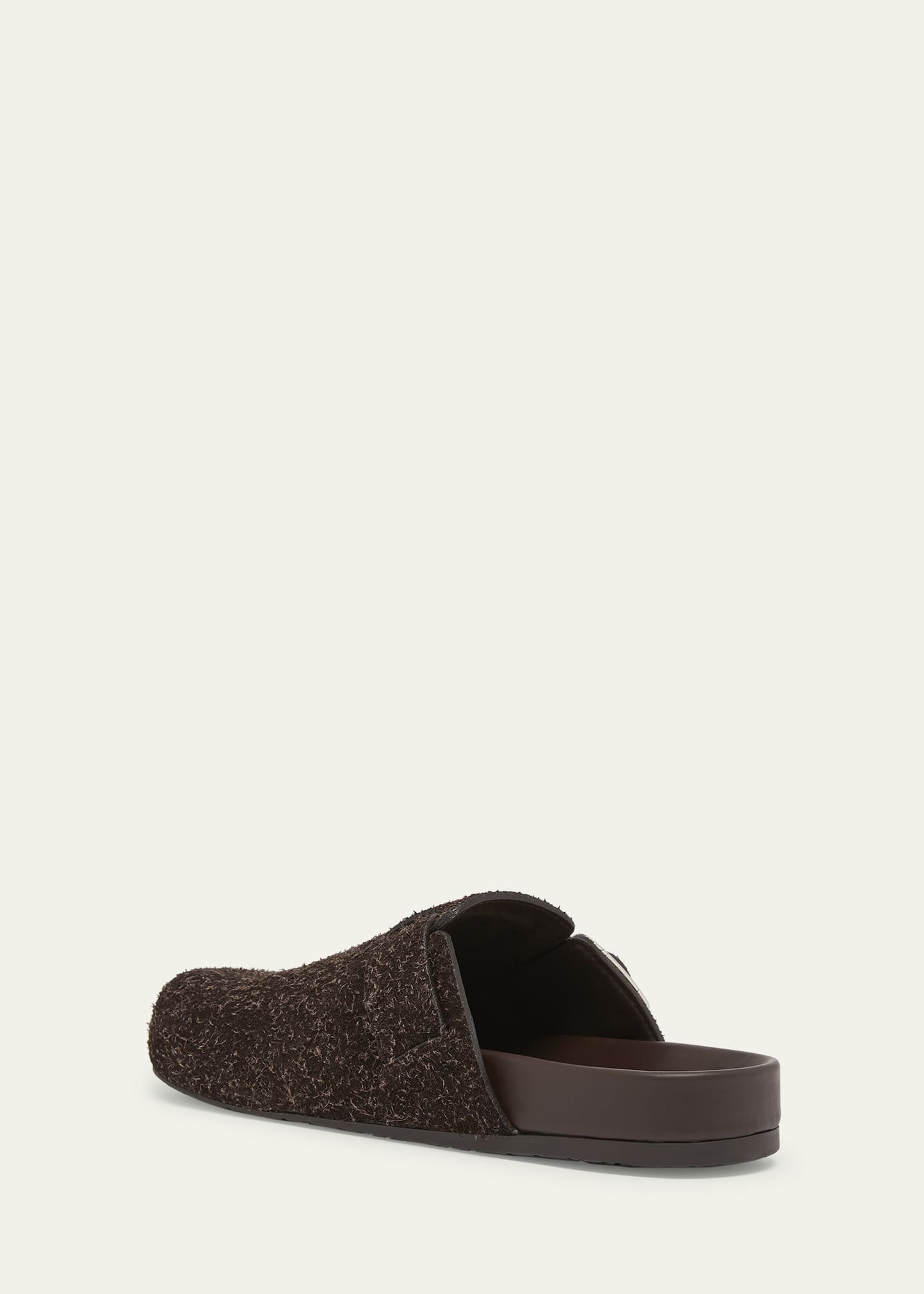 Loewe Men's Ease Buckle Brushed Suede Mules - Bergdorf Goodman