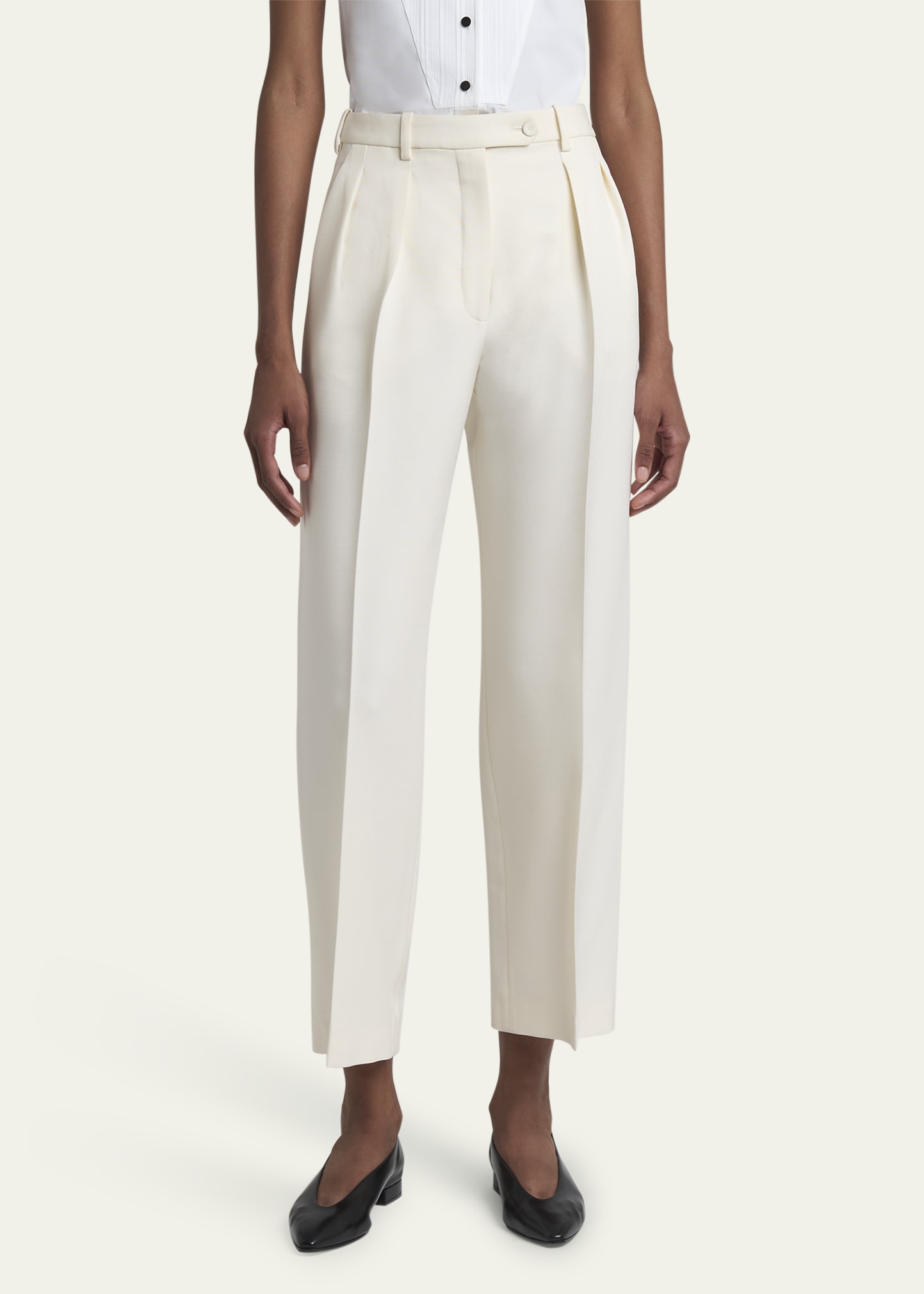Loro Piana Bart Pleated Taper Leg Wool Trousers - Bergdorf Goodman