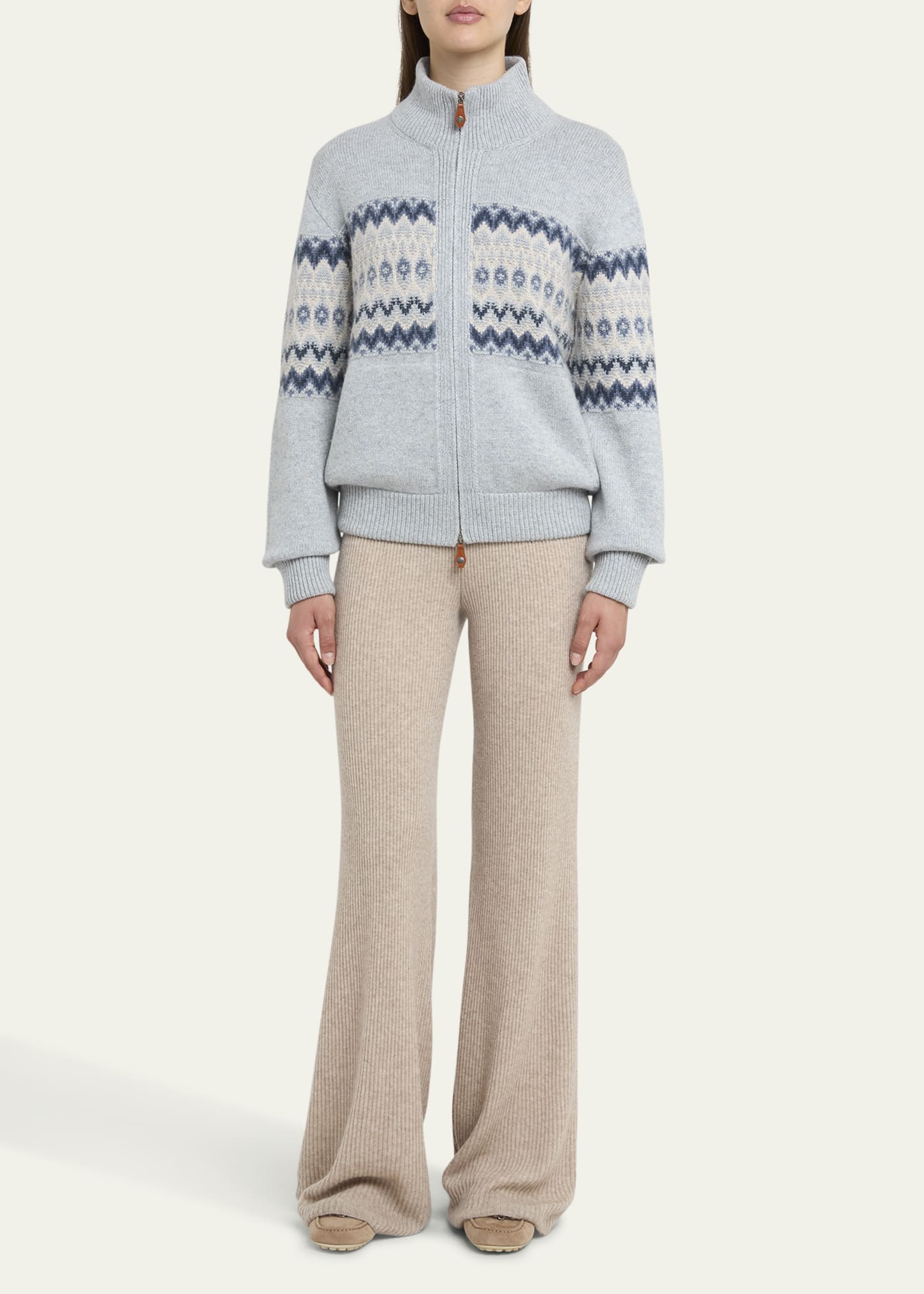 Loro Piana Alpe Pile Cashmere GG 5 Bomber Sweater - Bergdorf Goodman