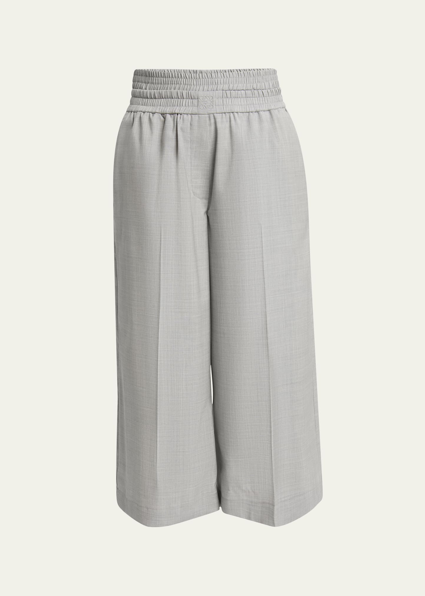 Wool cropped wide-leg pants in grey - Loewe | Mytheresa