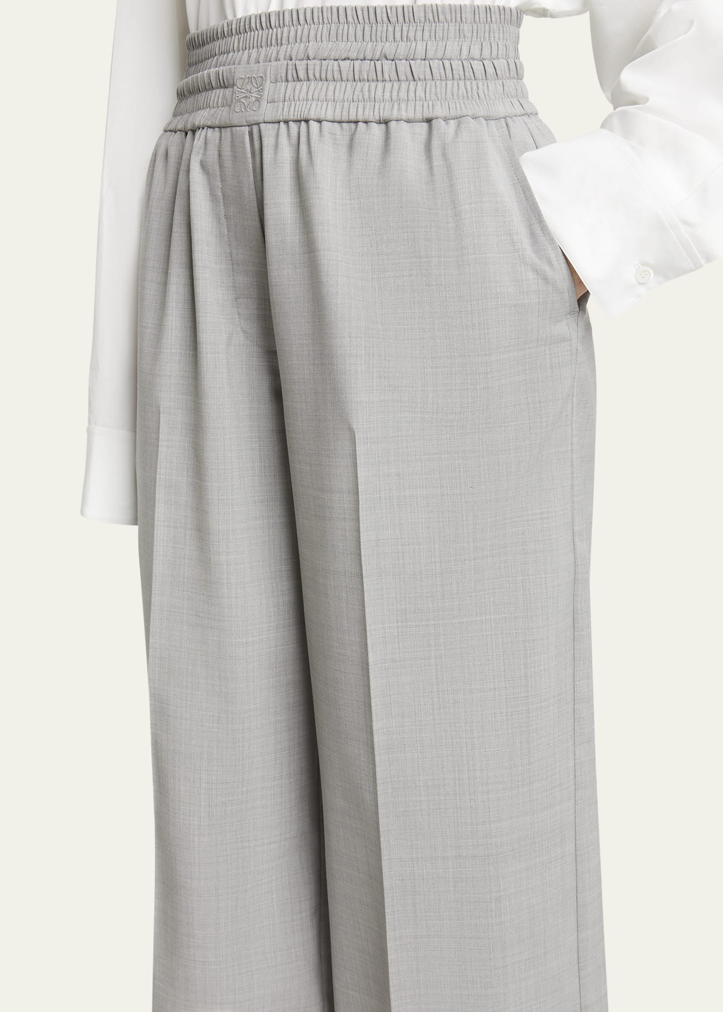 Loewe Cropped Wide Leg Wool Trousers - Bergdorf Goodman