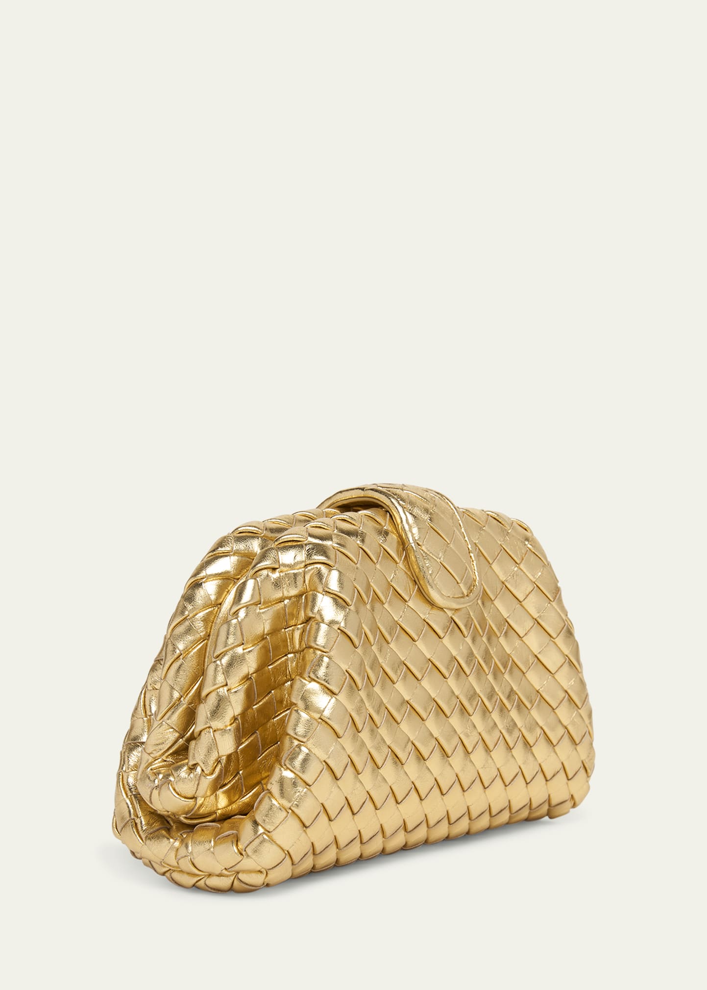 Bottega Veneta Mini Lauren 1980 Metallic Leather Clutch Bag