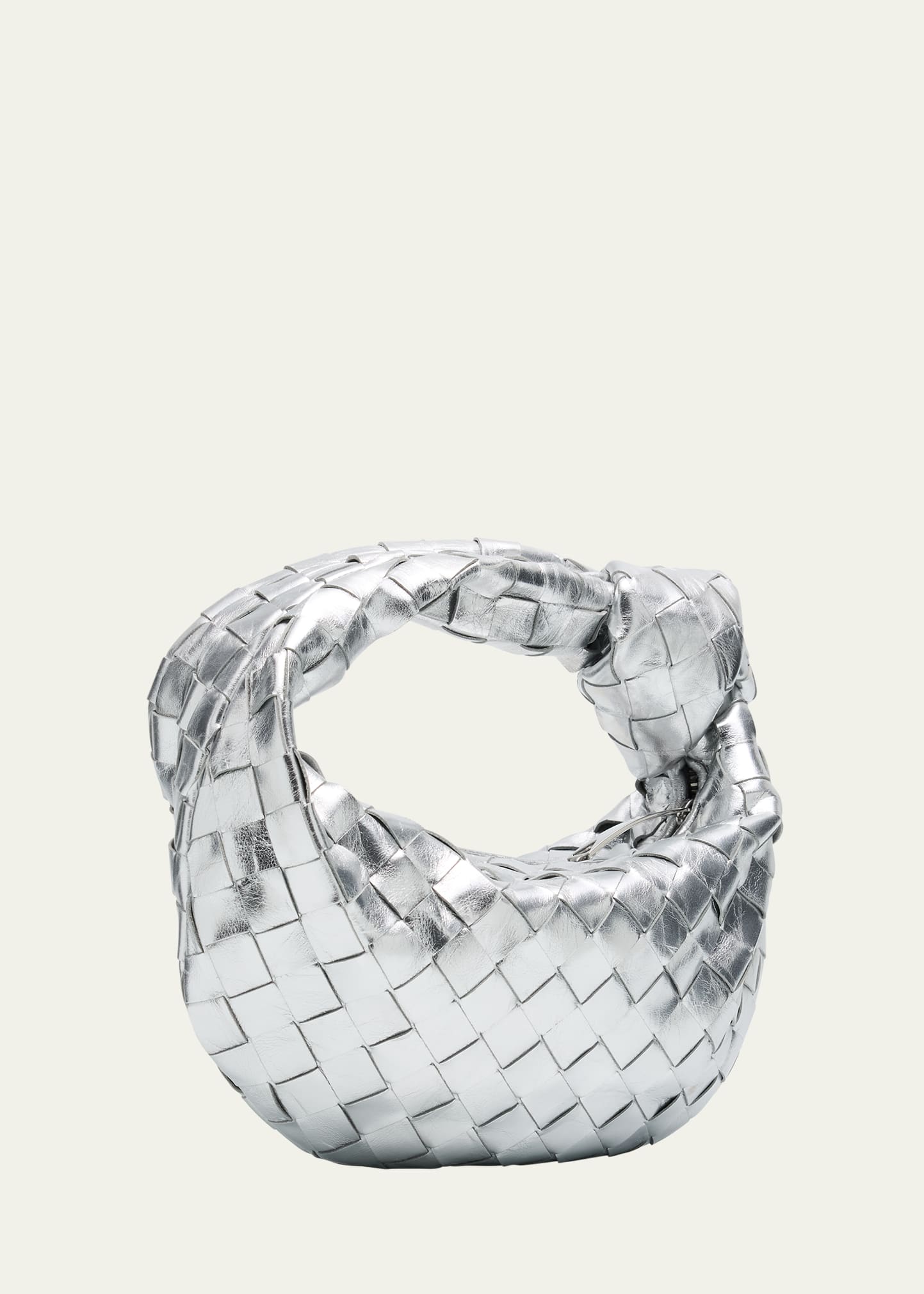 Bottega Veneta Mini Jodie Metallic Leather Top-Handle Bag