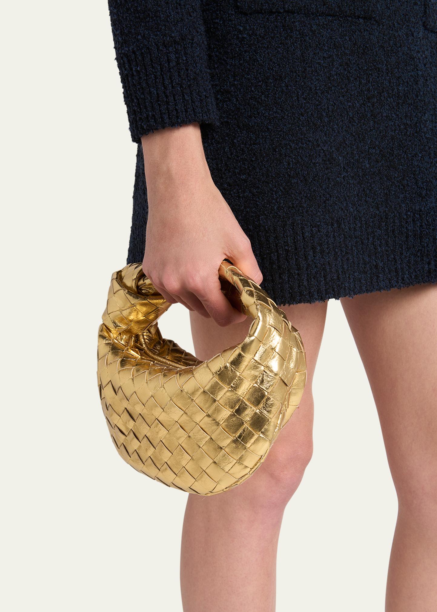 Bottega Veneta Mini Jodie Metallic Leather Top-Handle Bag