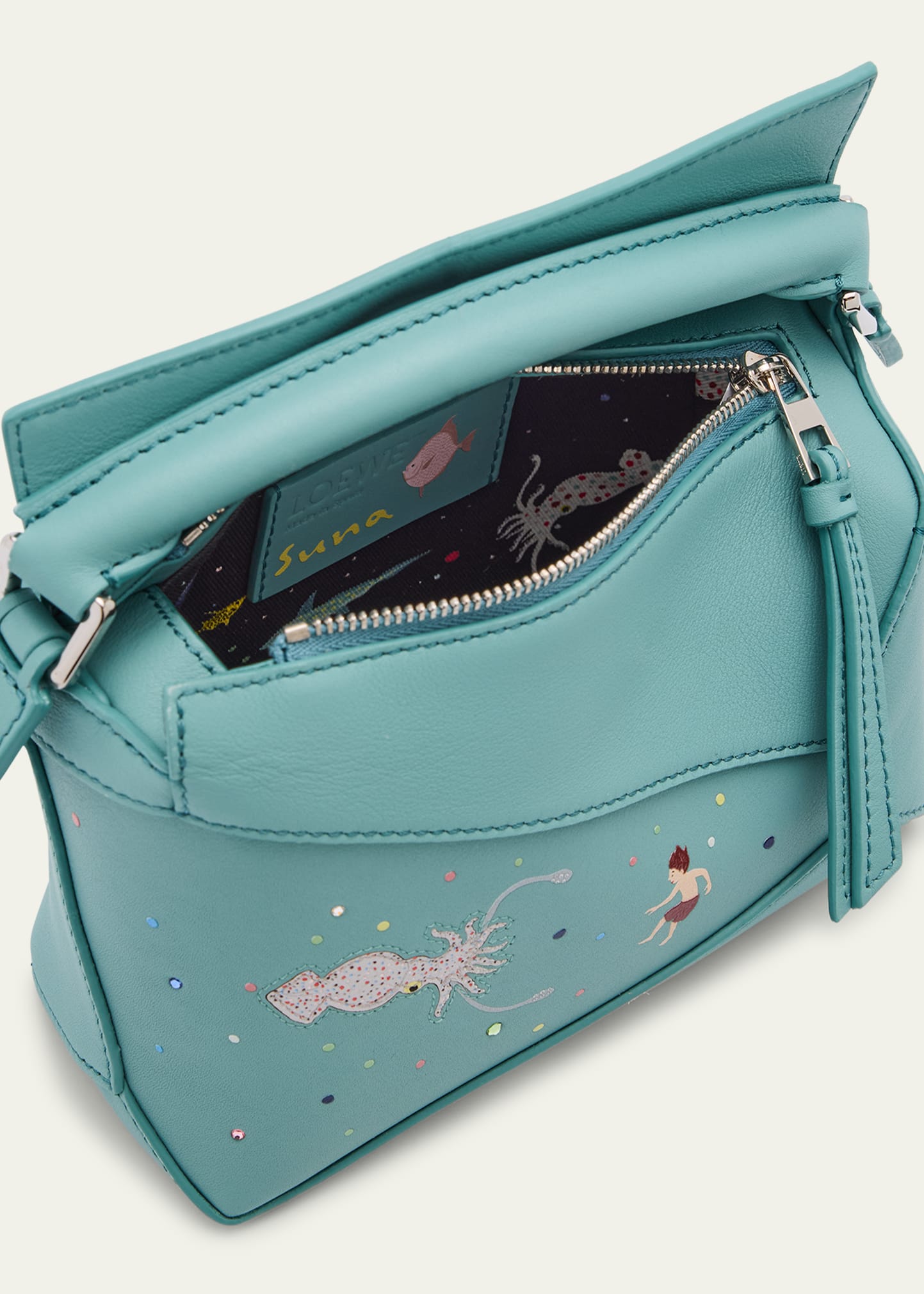Loewe x Sunna Fujita Puzzle Edge Mini Squid-Print Shoulder Bag in