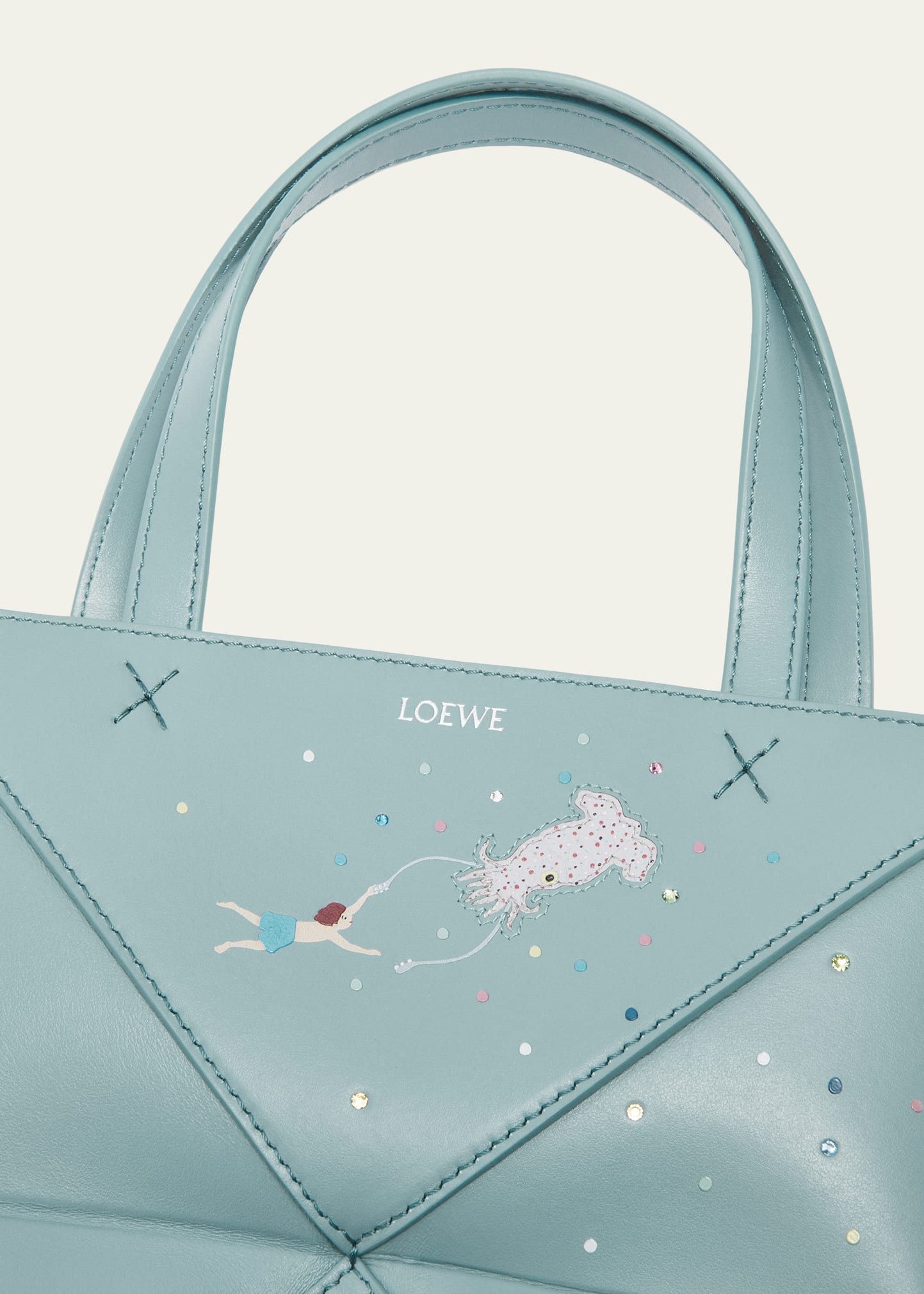 【LOEWE】PUZZLE FOLD TOTE MINI SQUID◆A779V25X13 LOEWE Suna Fujita x LOEWE Squid Mini Puzzle Fold Leather