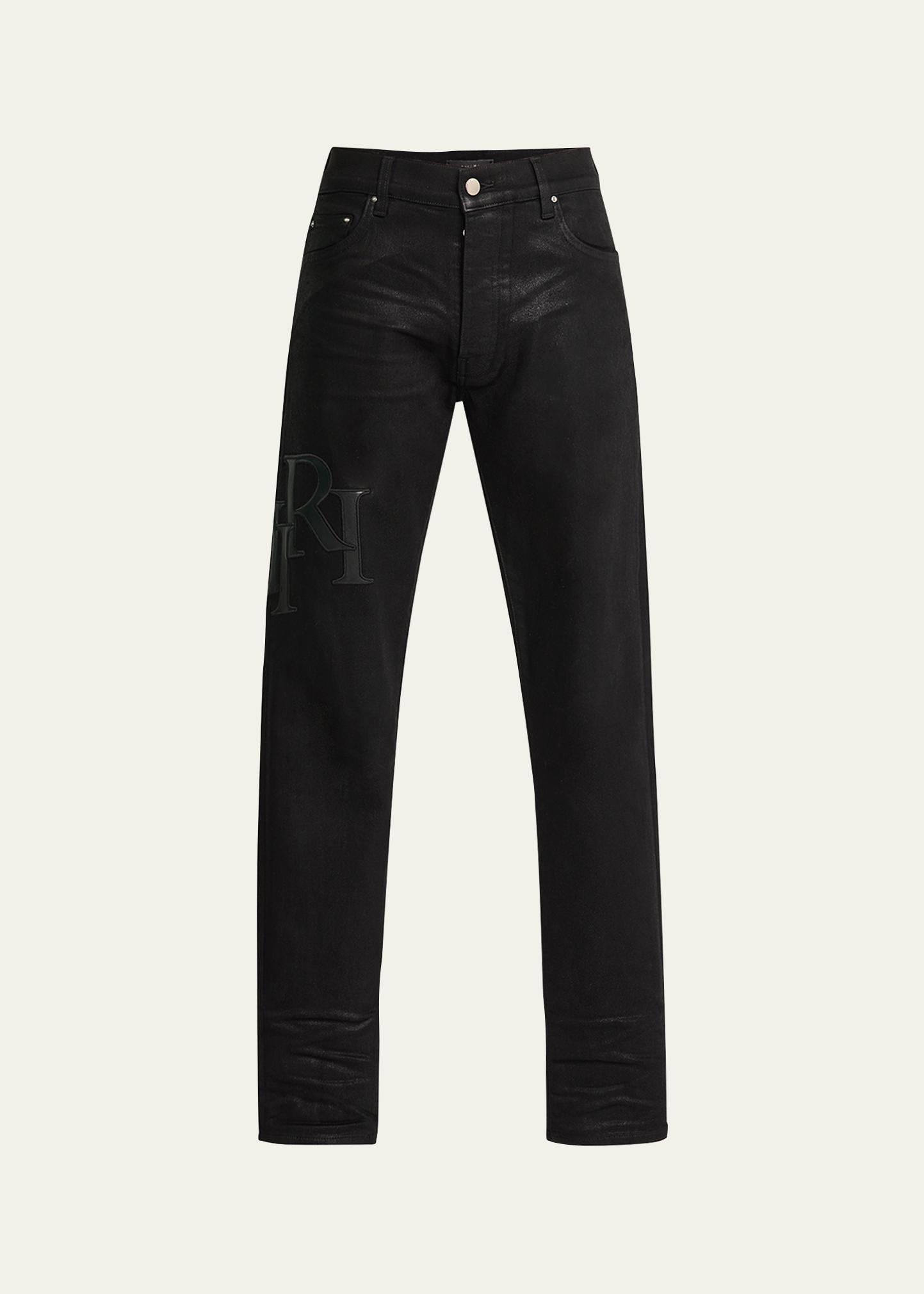 Amiri Men's Staggered Logo Waxed Skinny Jeans - Bergdorf Goodman