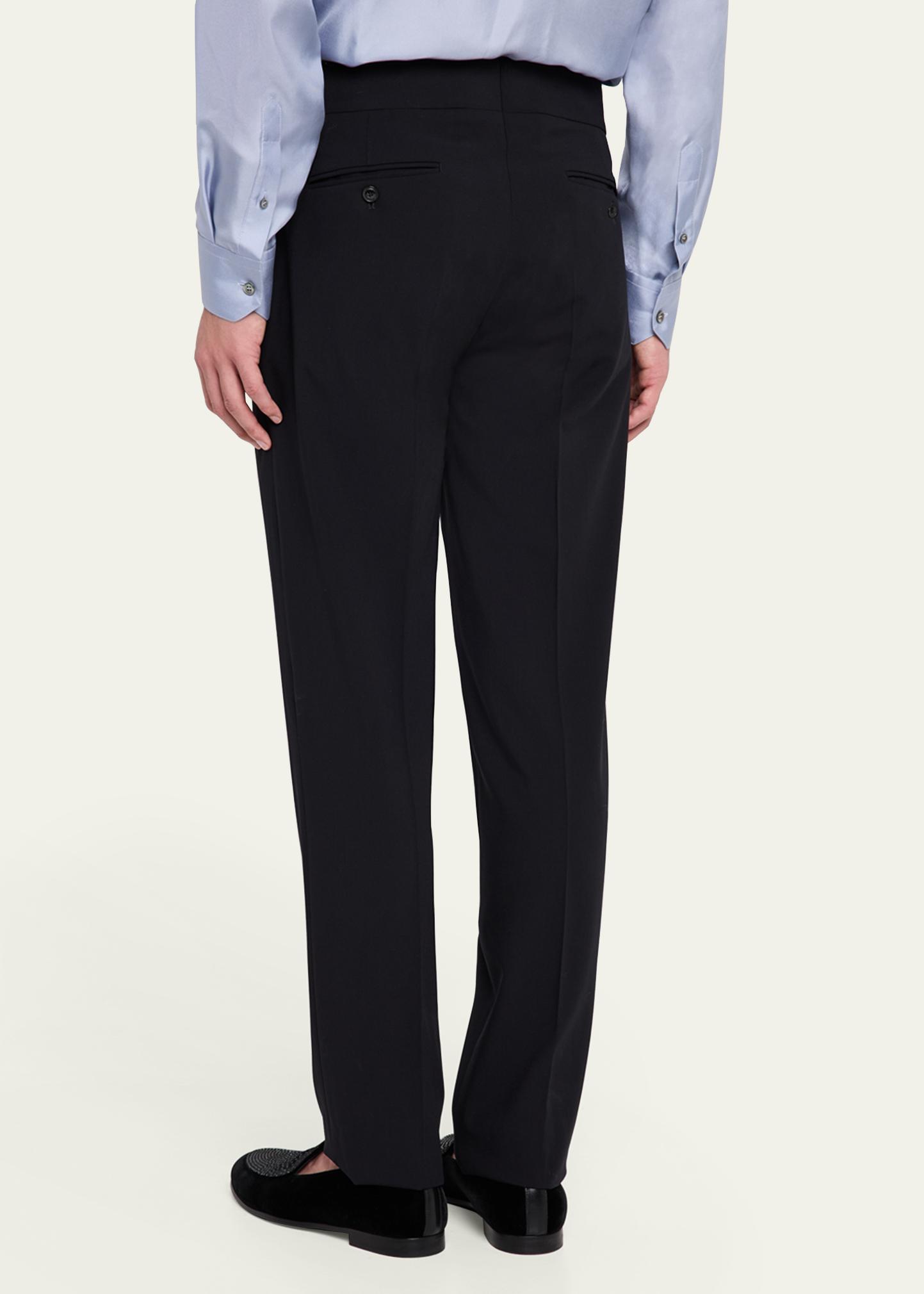 Giorgio Armani Men's Flat-Front Creased Trousers - Bergdorf Goodman