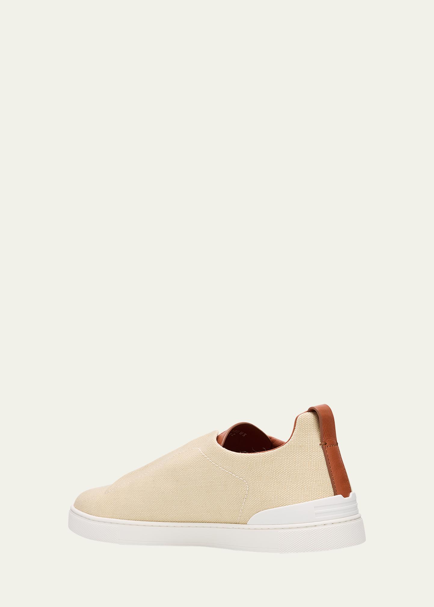 ZEGNA Men's Triple Stitch Linen Slip-On Sneakers - Bergdorf Goodman