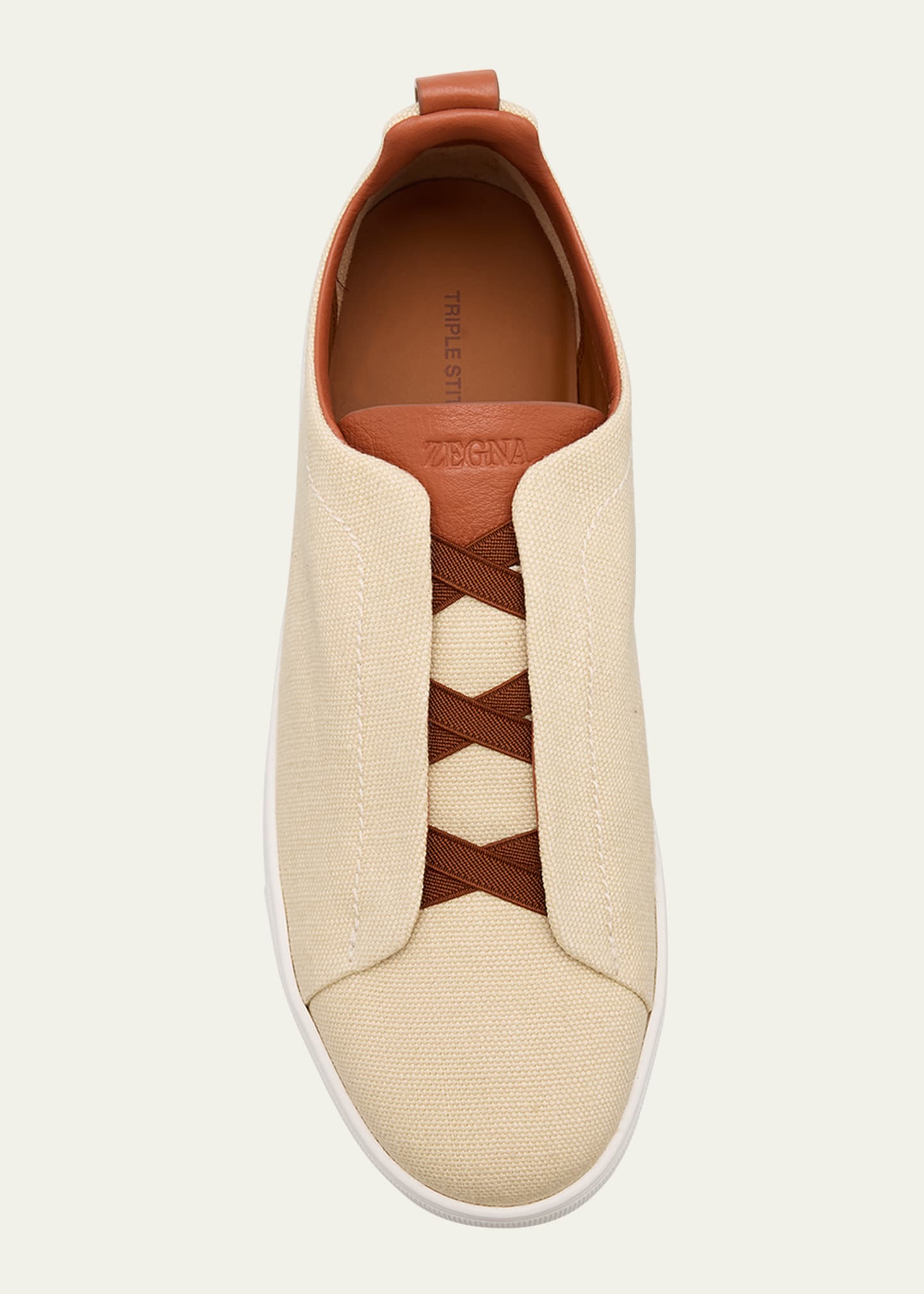ZEGNA Men's Triple Stitch Linen Slip-On Sneakers - Bergdorf Goodman