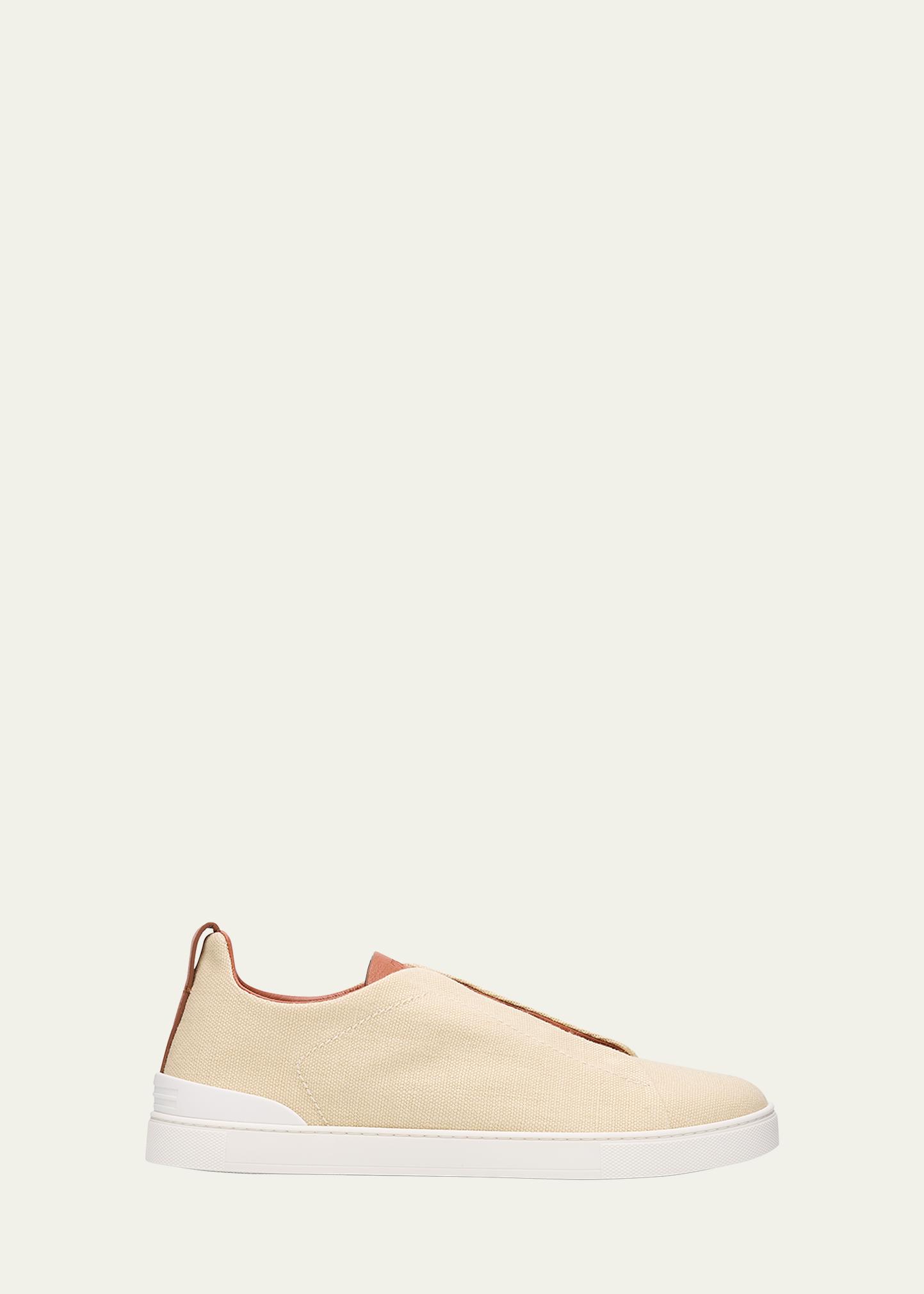 ZEGNA Men's Triple Stitch Linen Slip-On Sneakers - Bergdorf Goodman