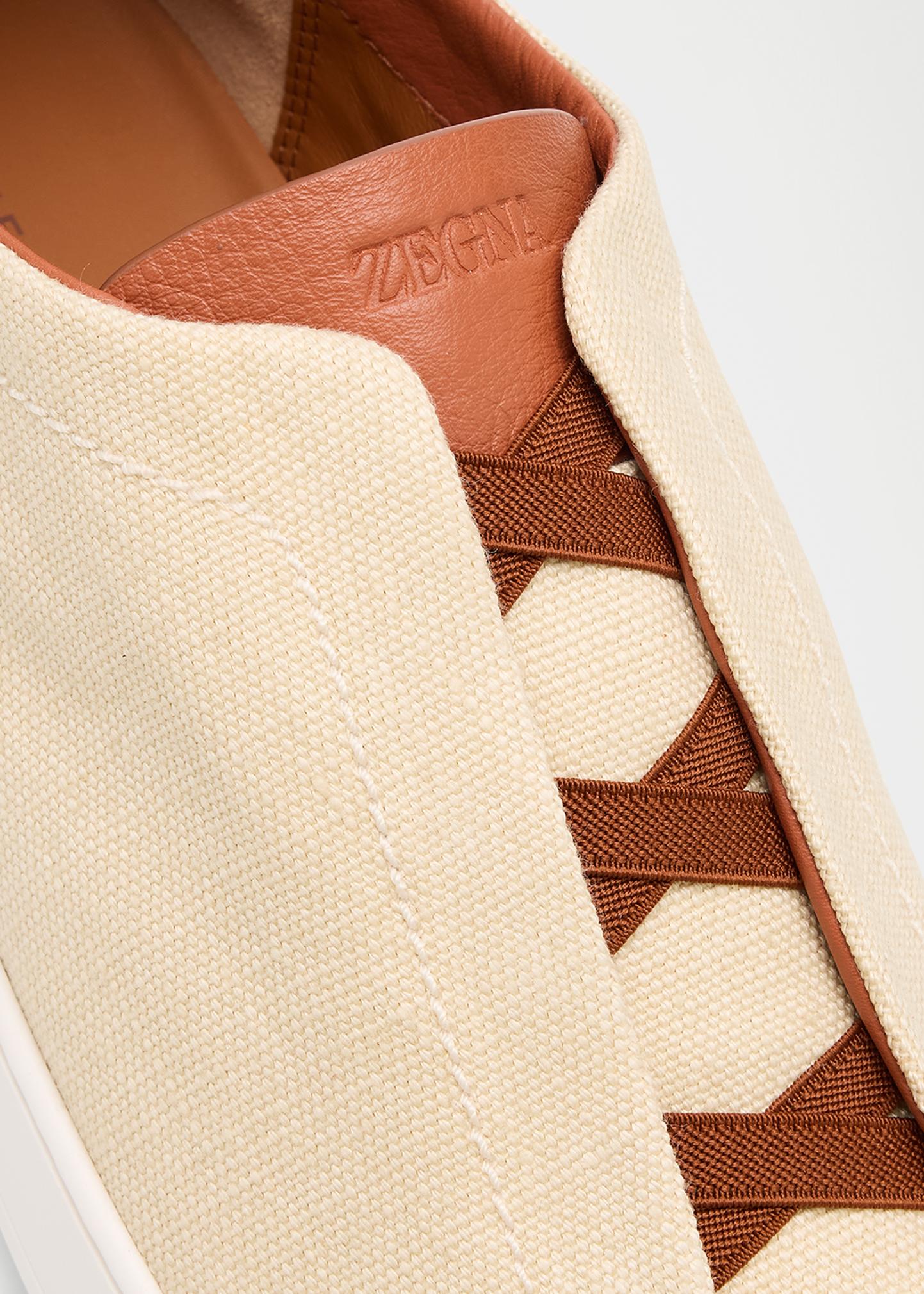 ZEGNA Men's Triple Stitch Linen Slip-On Sneakers - Bergdorf Goodman