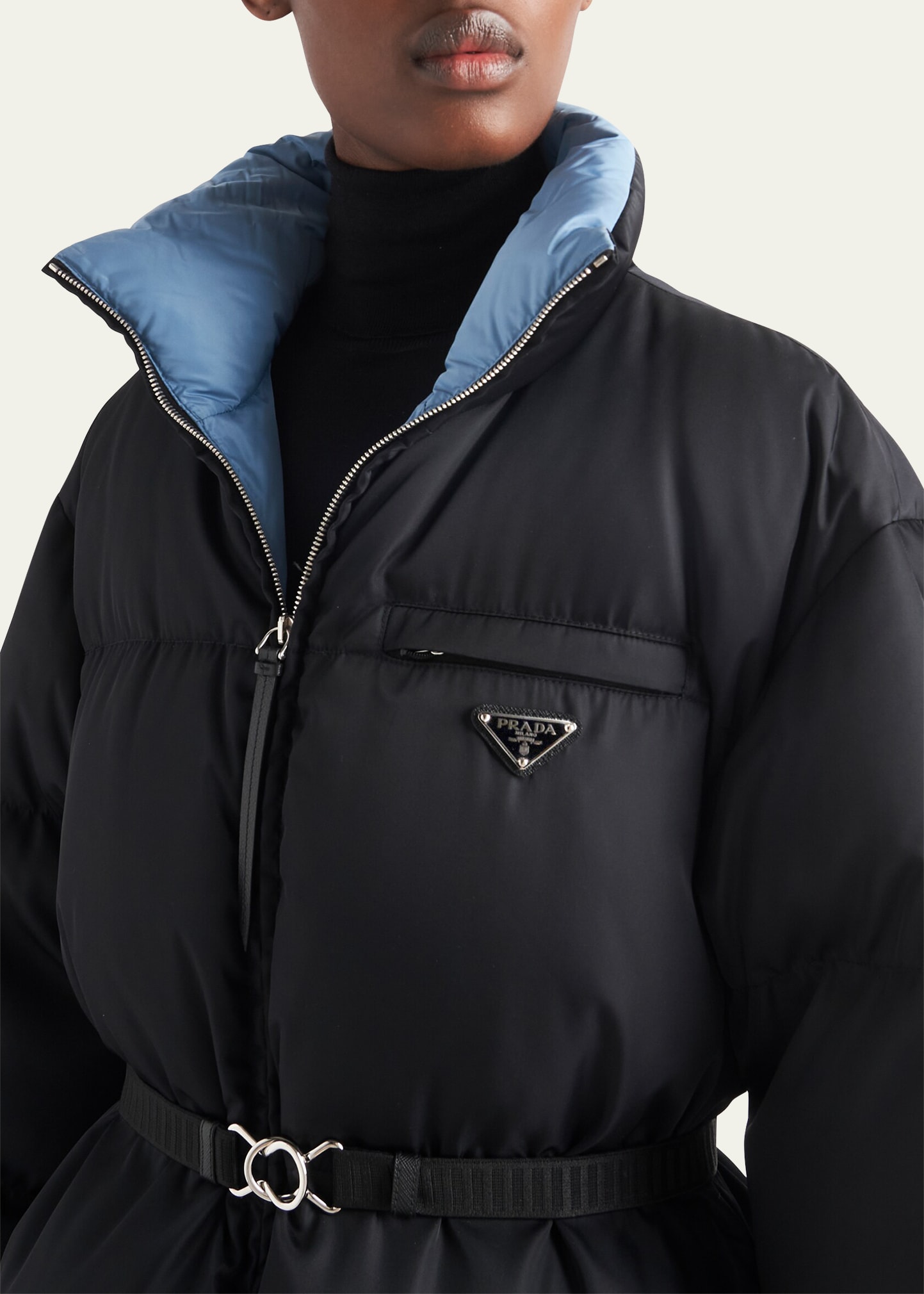 Prada Re-Nylon Gabardine Hooded Down Coat - Bergdorf Goodman