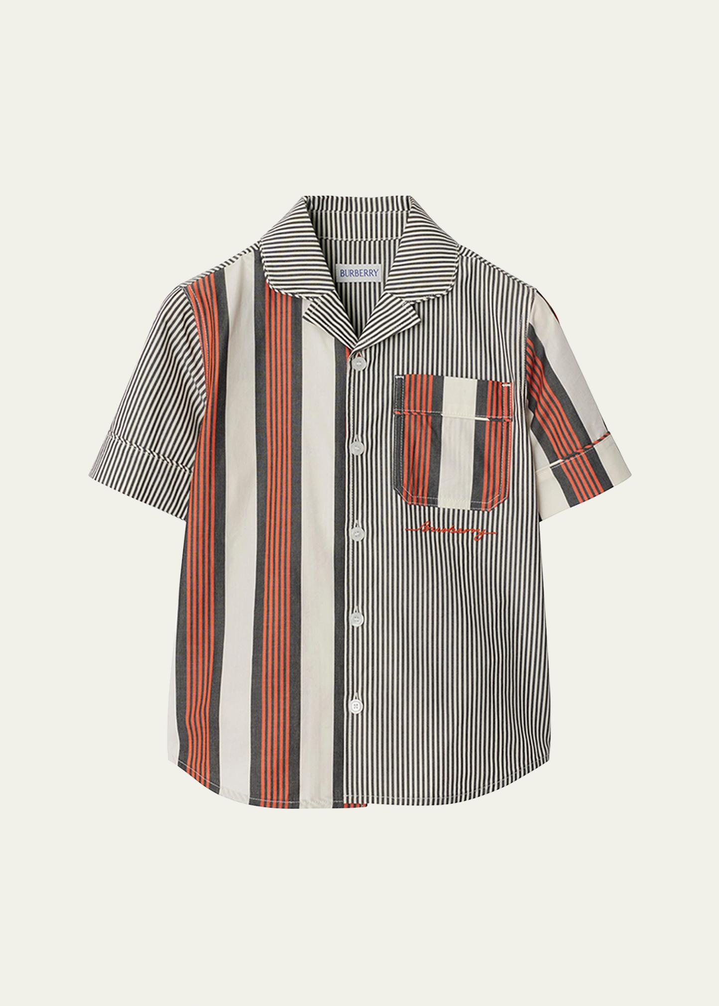 Burberry Boy's Xanadu Mixed Striped Shirt, Size 3-14 - Bergdorf