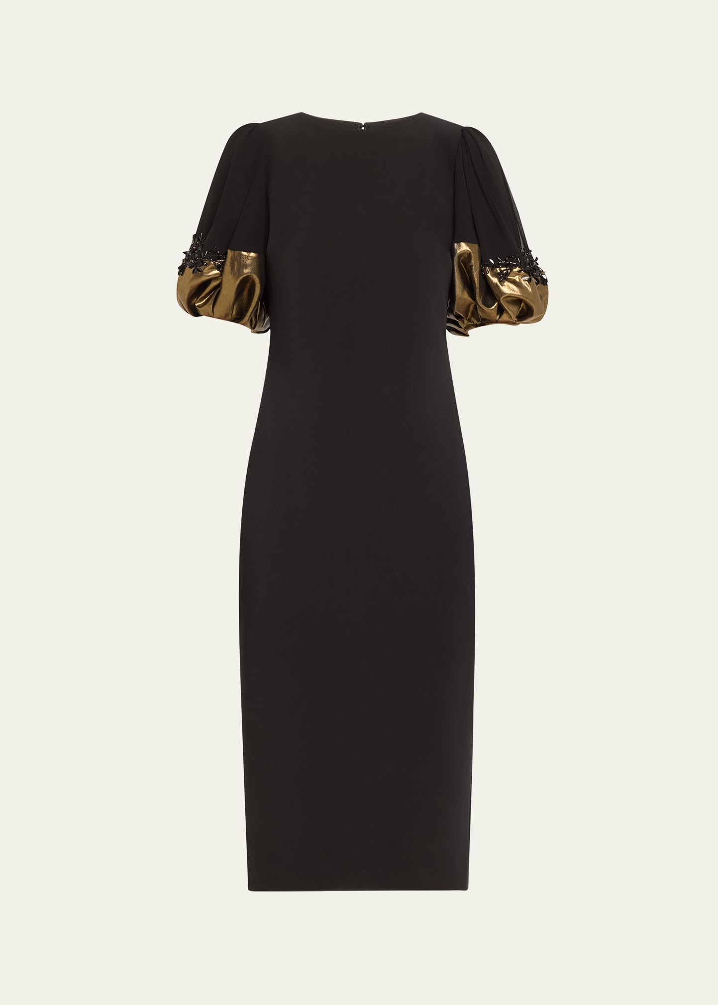 Badgley Mischka Collection Beaded Metallic-Cuff Midi Sheath Dress -  Bergdorf Goodman