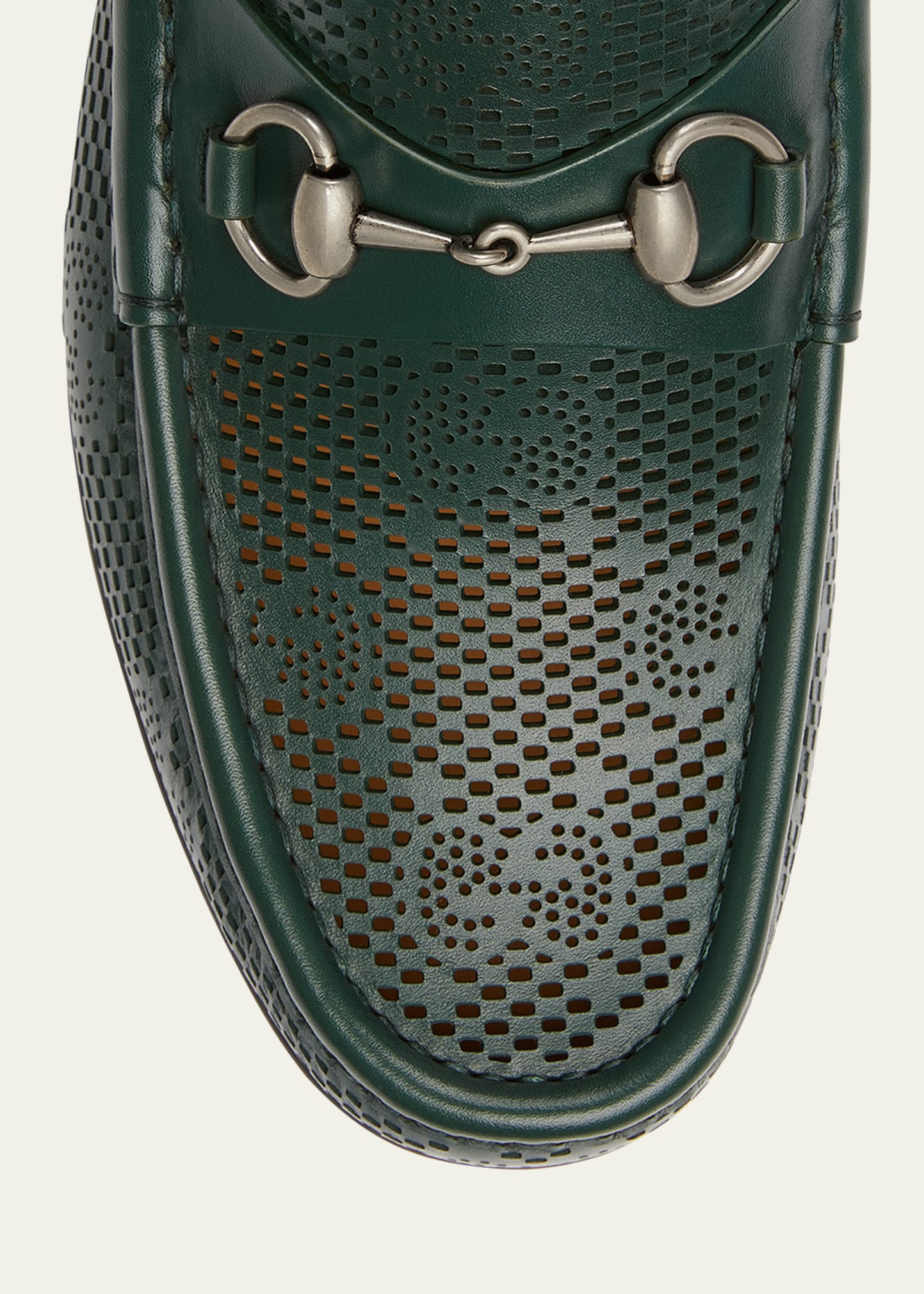 Gucci Men's Horsebit 1953 GG Perforated Leather Bit Loafers