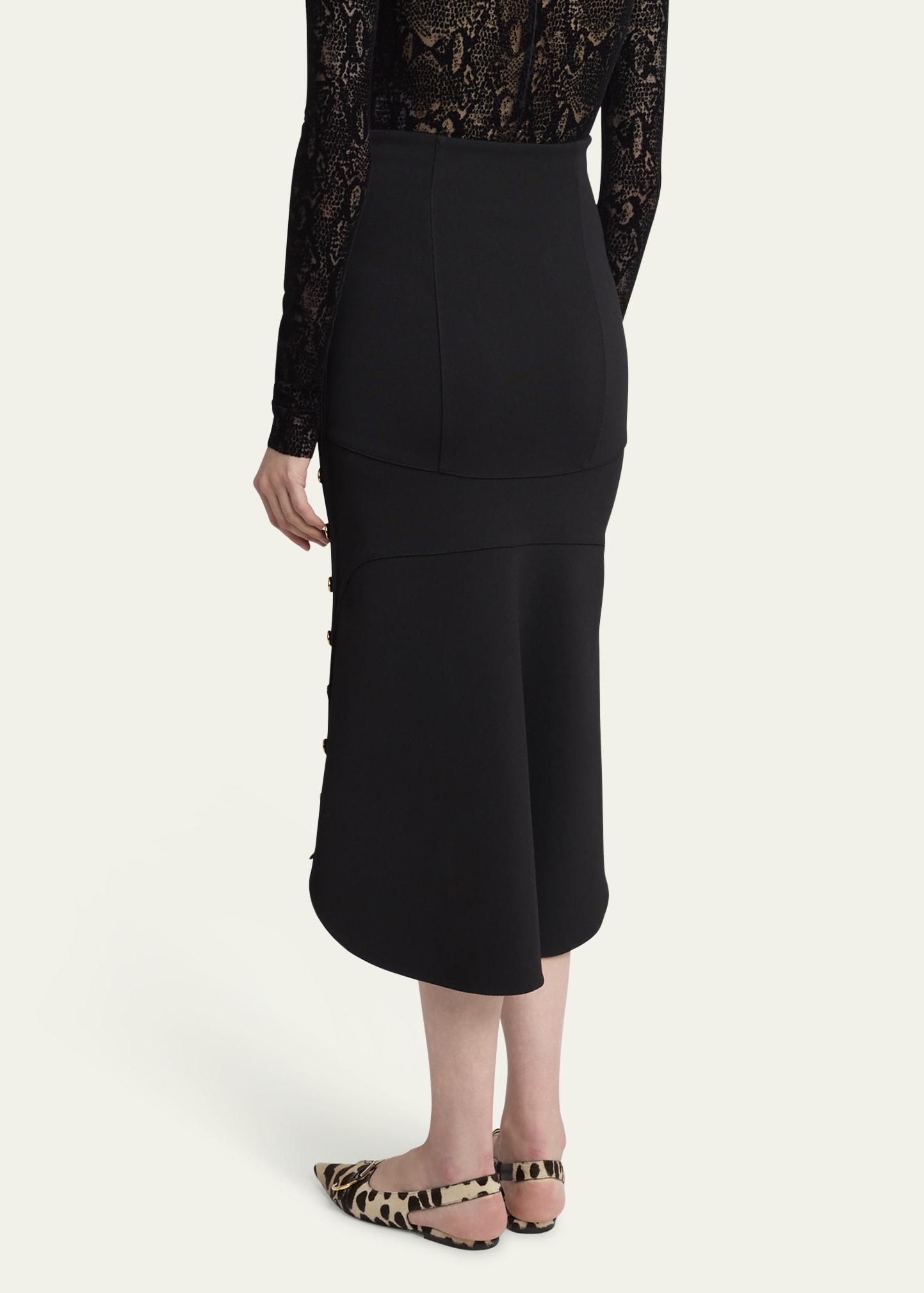 Givenchy Pencil Buttoned Midi High-Low Skirt - Bergdorf Goodman