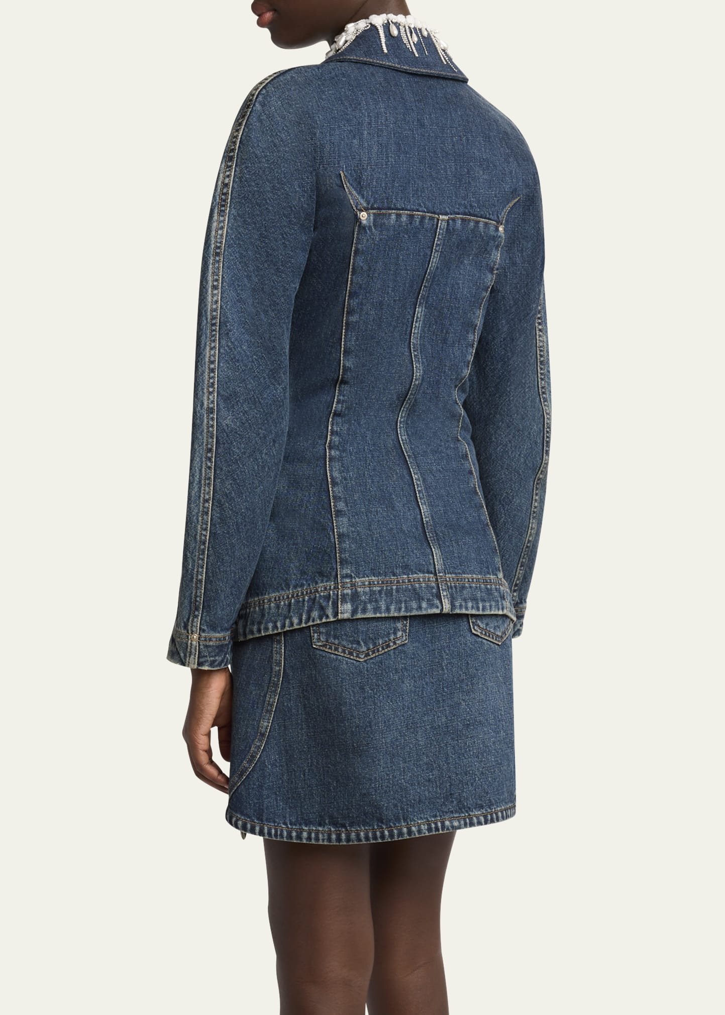 Givenchy Pearly Crystal Collar Denim Jacket - Bergdorf Goodman