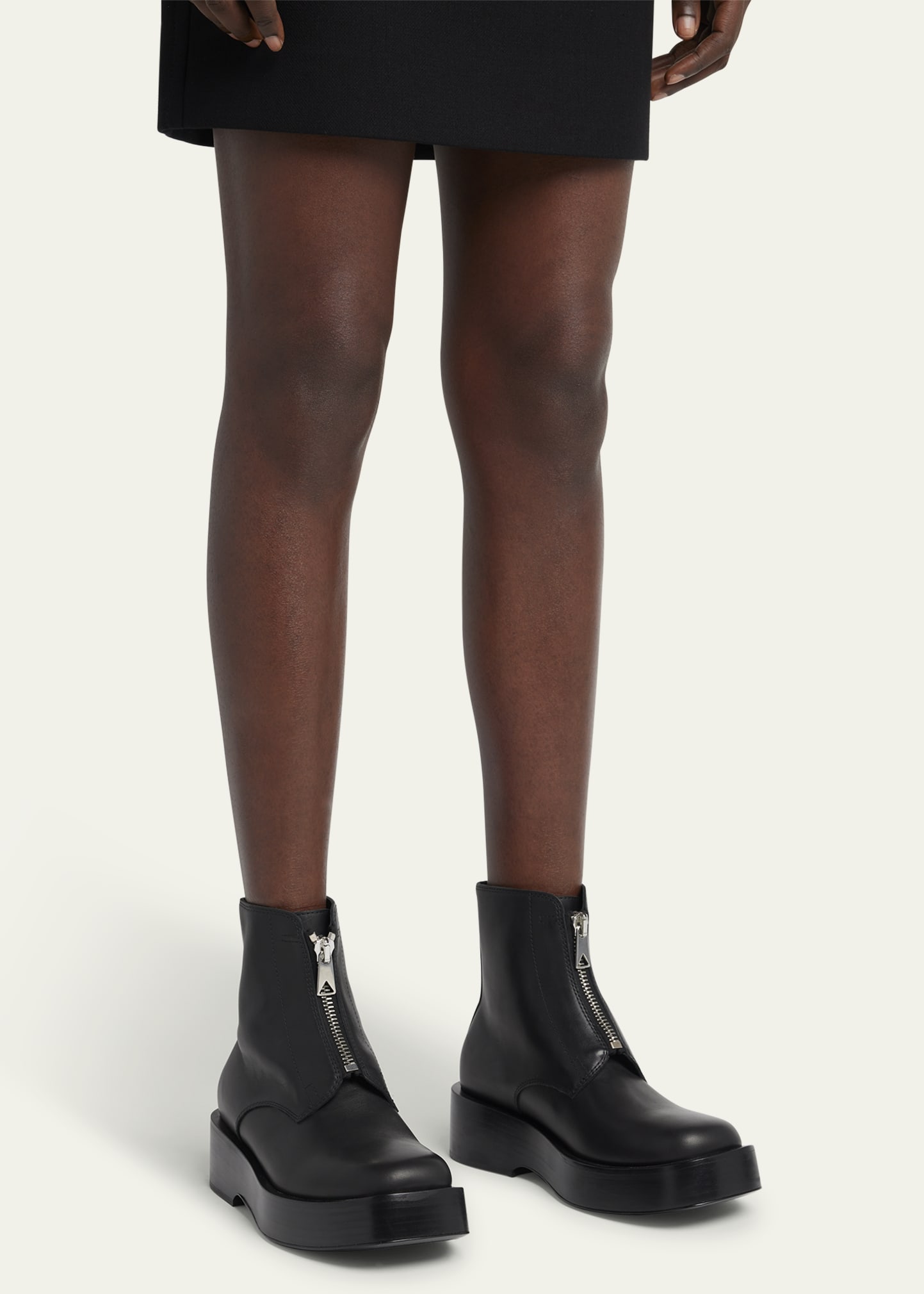 Bottega Veneta Torino Leather Front-Zip Ankle Boots - Bergdorf Goodman