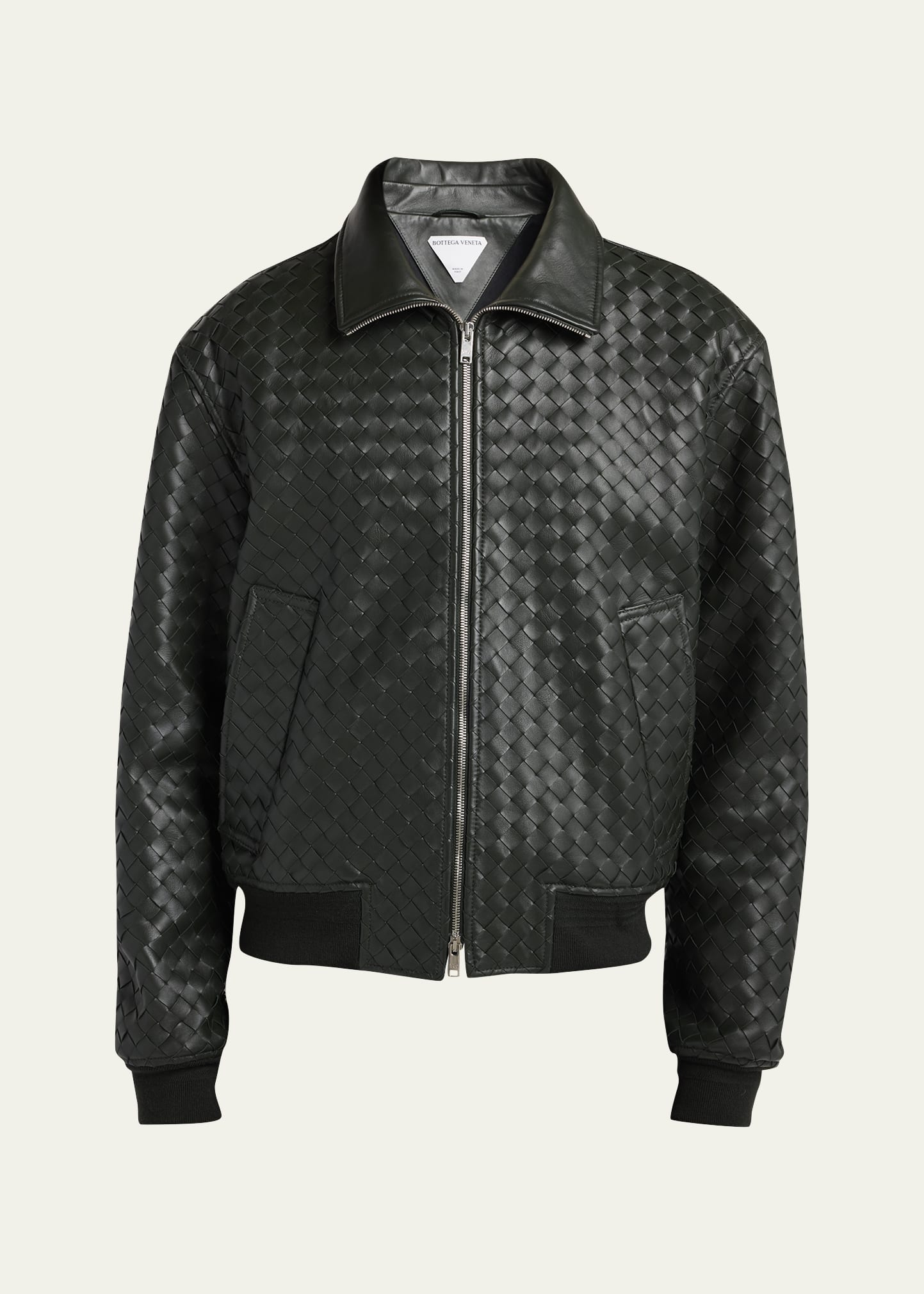 Bottega Veneta Men's Intrecciato Leather Blouson Jacket