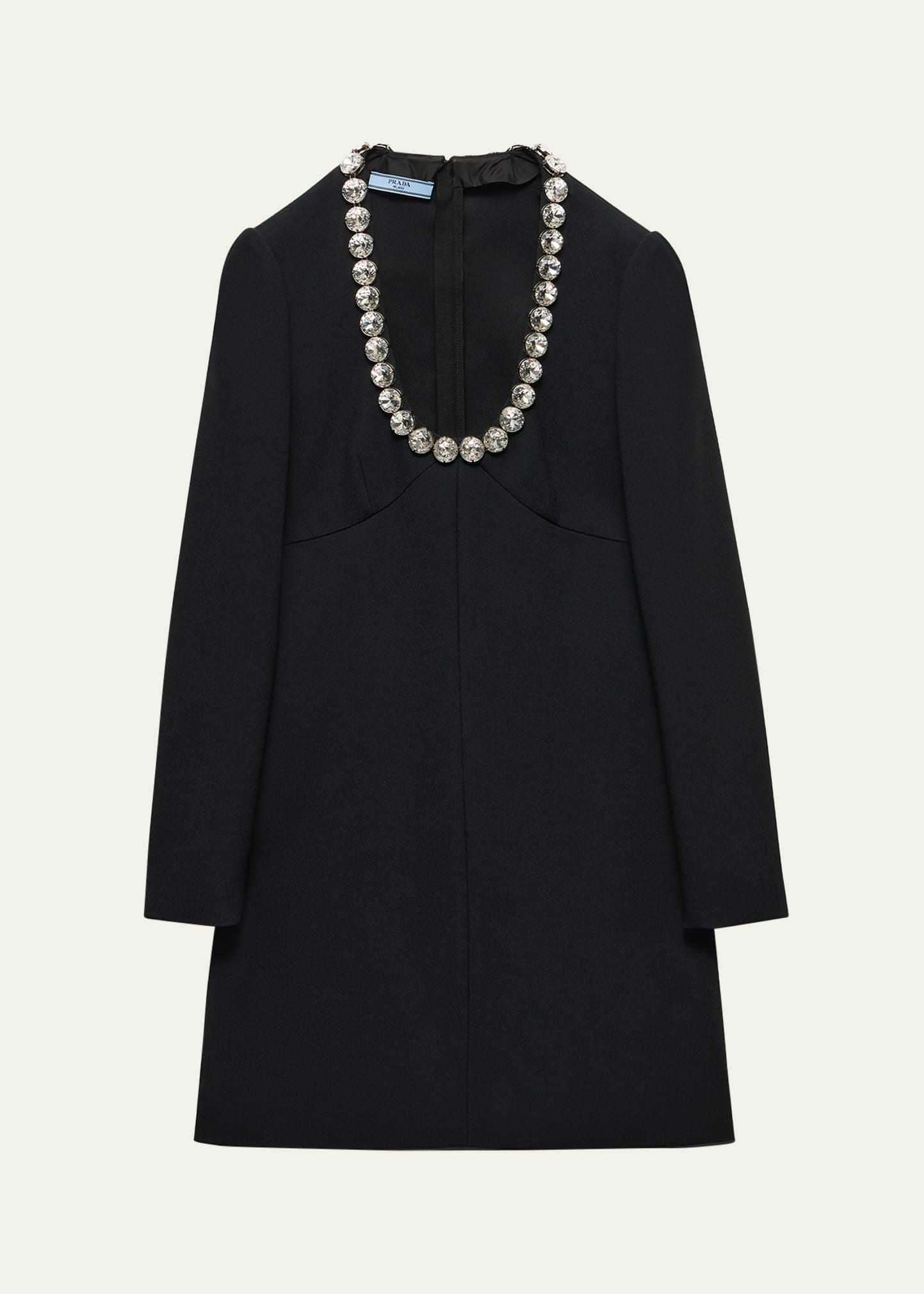 Prada Crystal Scoop-Neck Mini Dress - Bergdorf Goodman