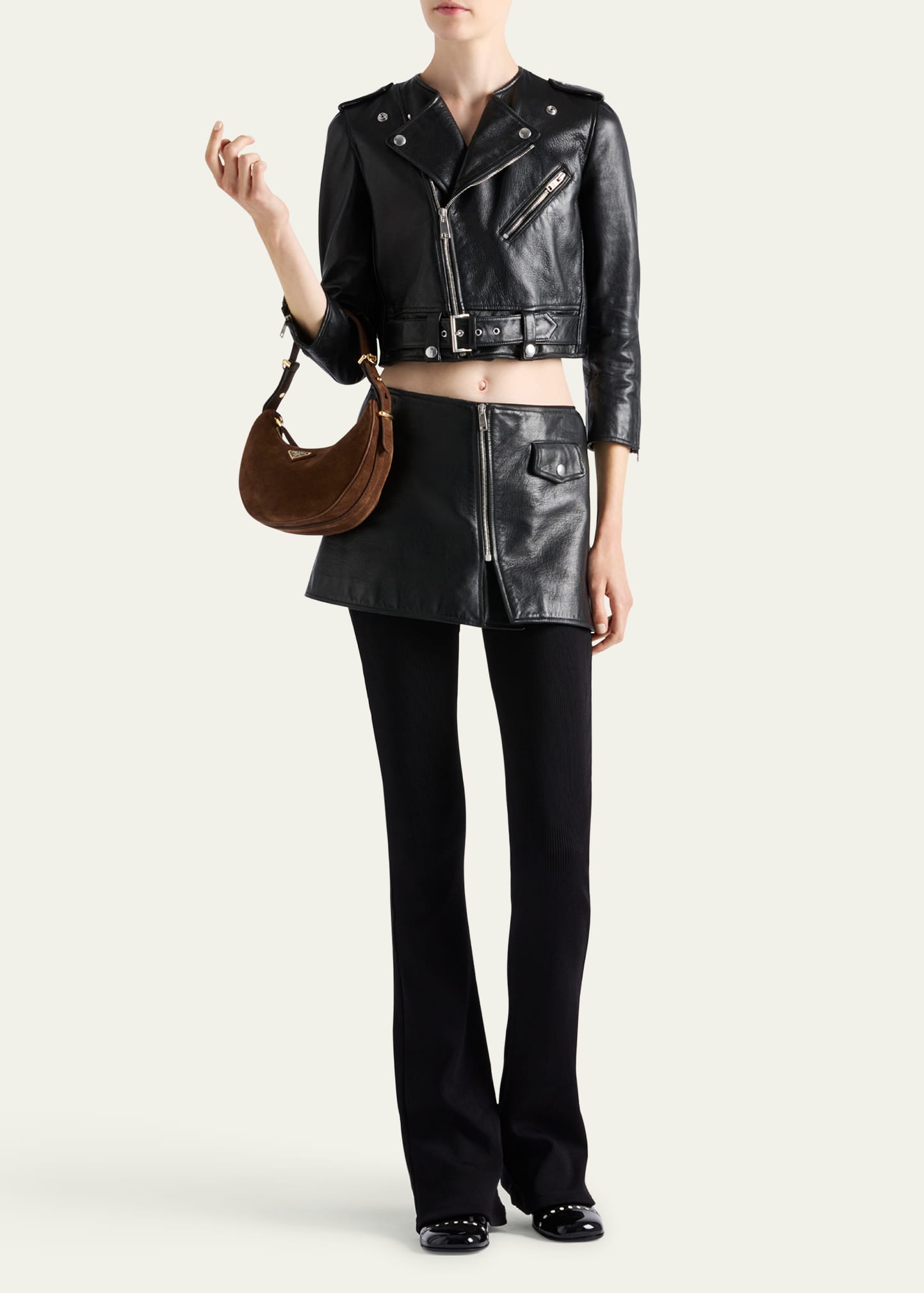 Prada Cropped Leather Jacket - Bergdorf Goodman