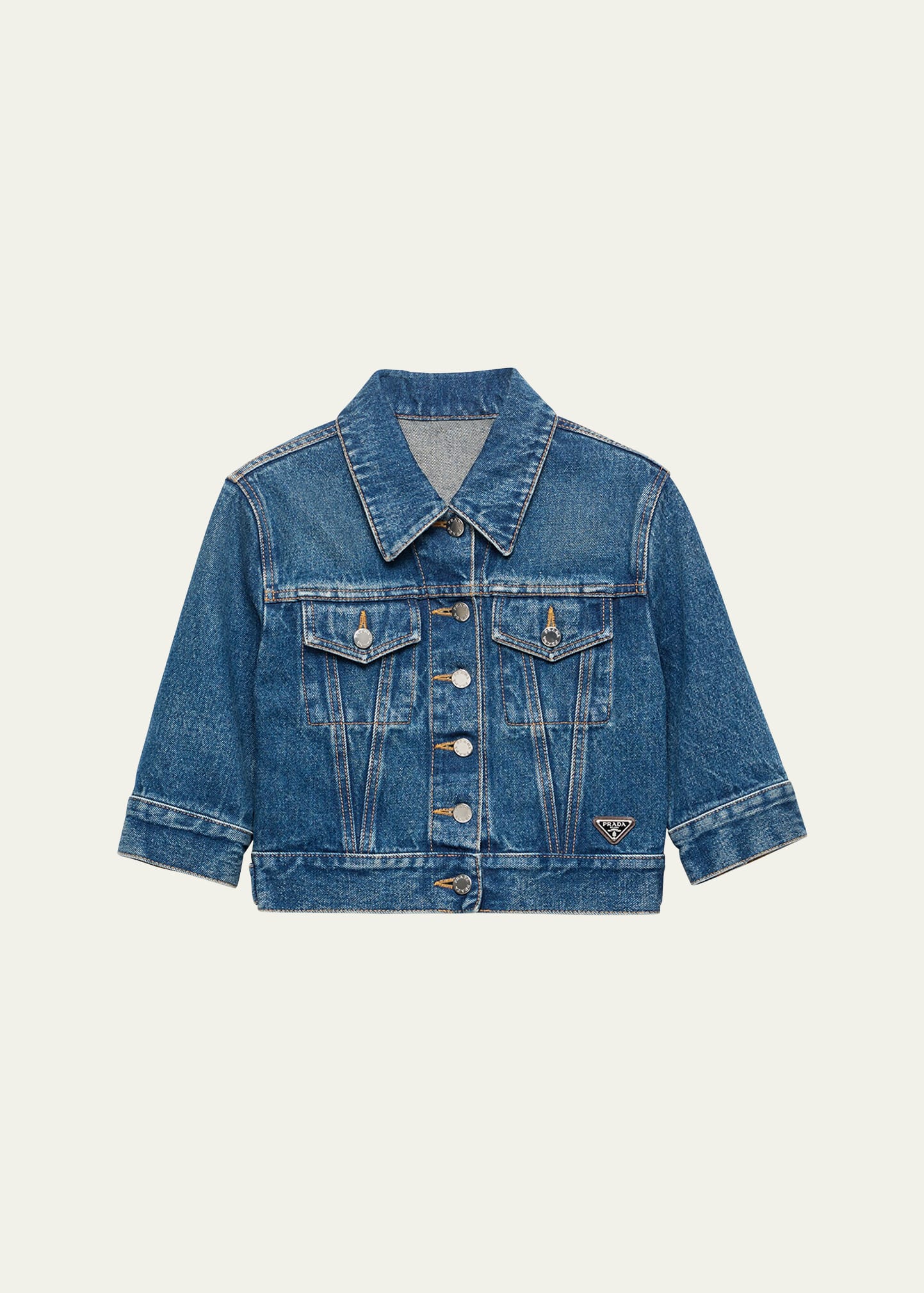 PRADA オーガニックデニム ショートジャケット Prada Denim Short-Sleeve Cropped Jacket - Bergdorf Goodman